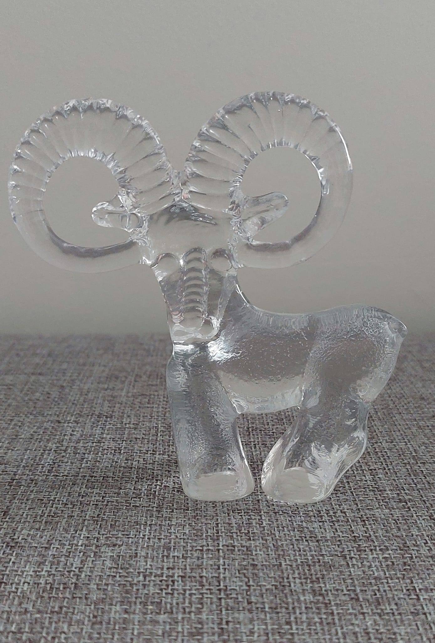 Vintage Kosta Boda Glass Ram Figurine – Zoo Series by B. Vallien - photo 2