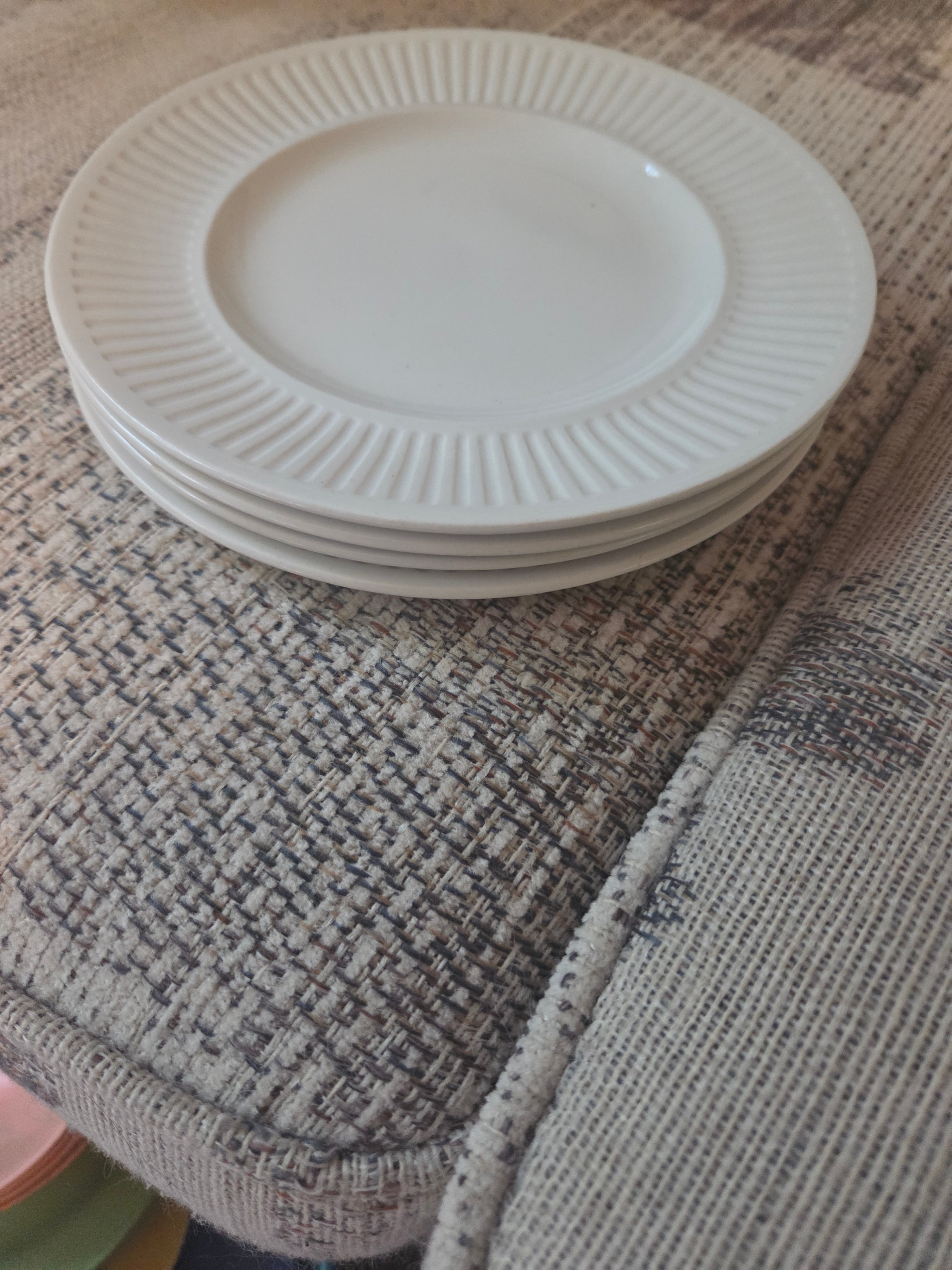 4pc Vintage Johnson Bros England "Athena" Ribbed Luncheon Plates