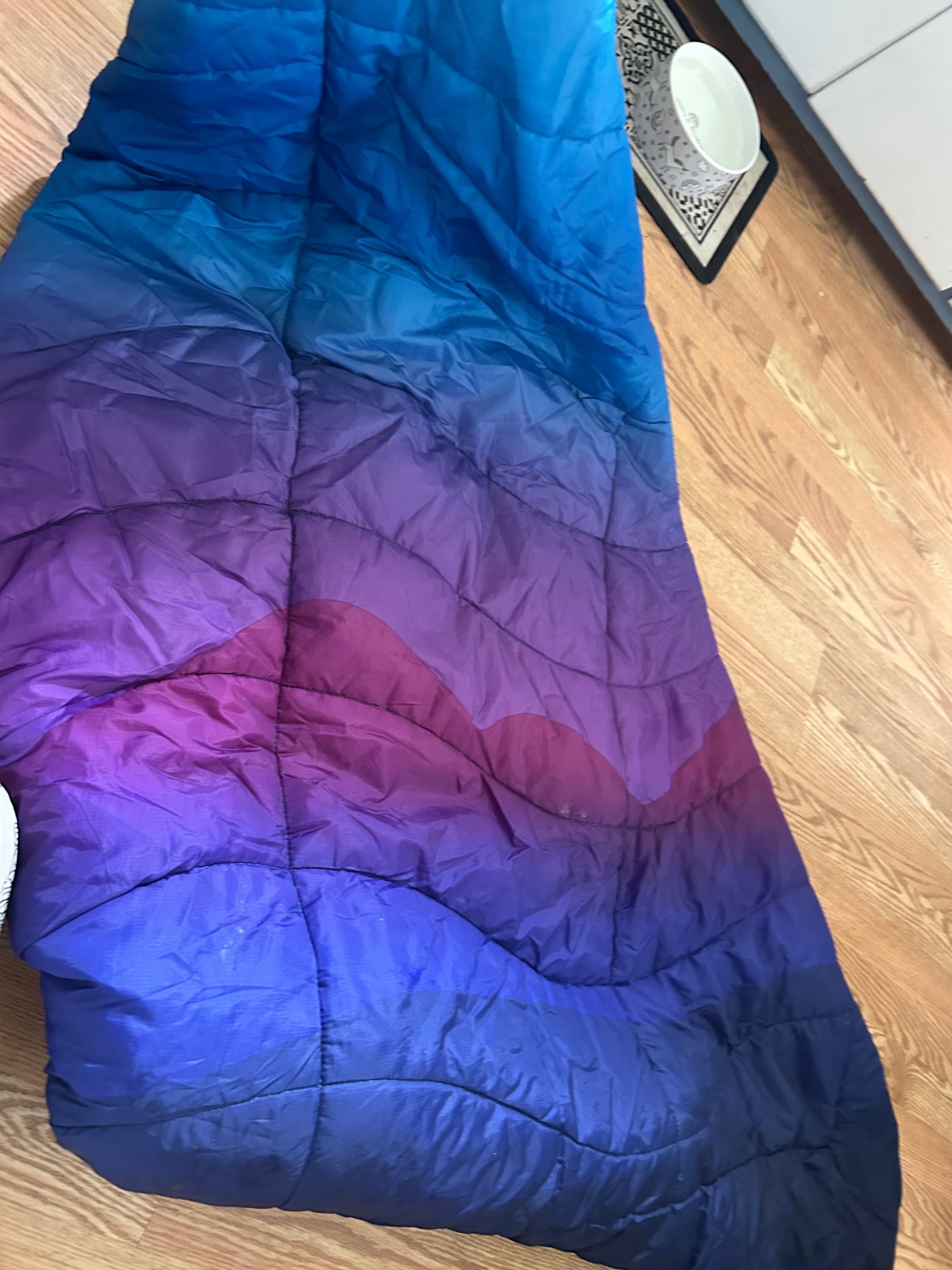 Purple/Blue Fleece Lined Blanket/Poncho - 137cm x 182cm - photo 3