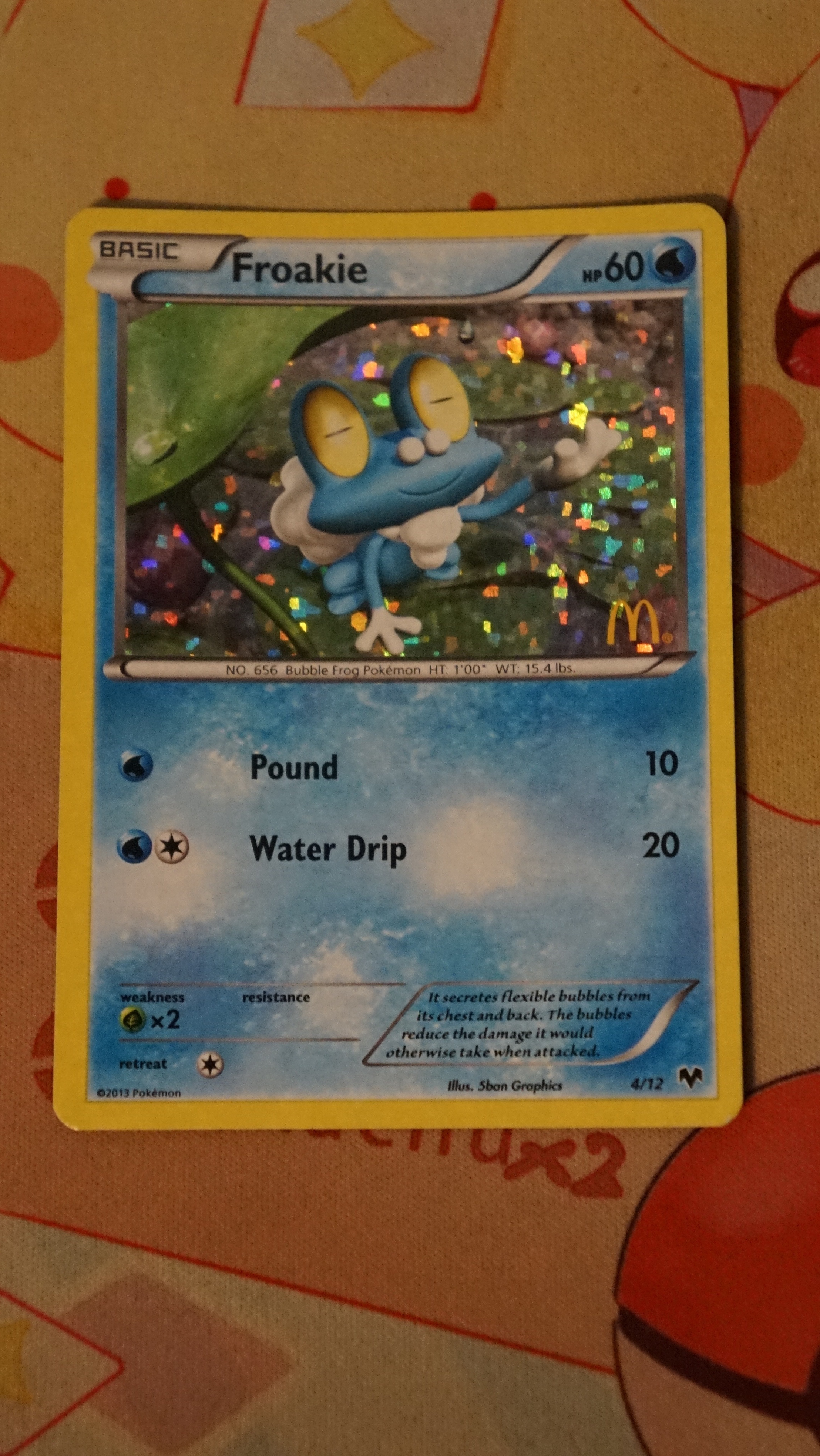 Pokemon Froakie 4/12 McDonald's Collection 2013 Holo MP - photo 3
