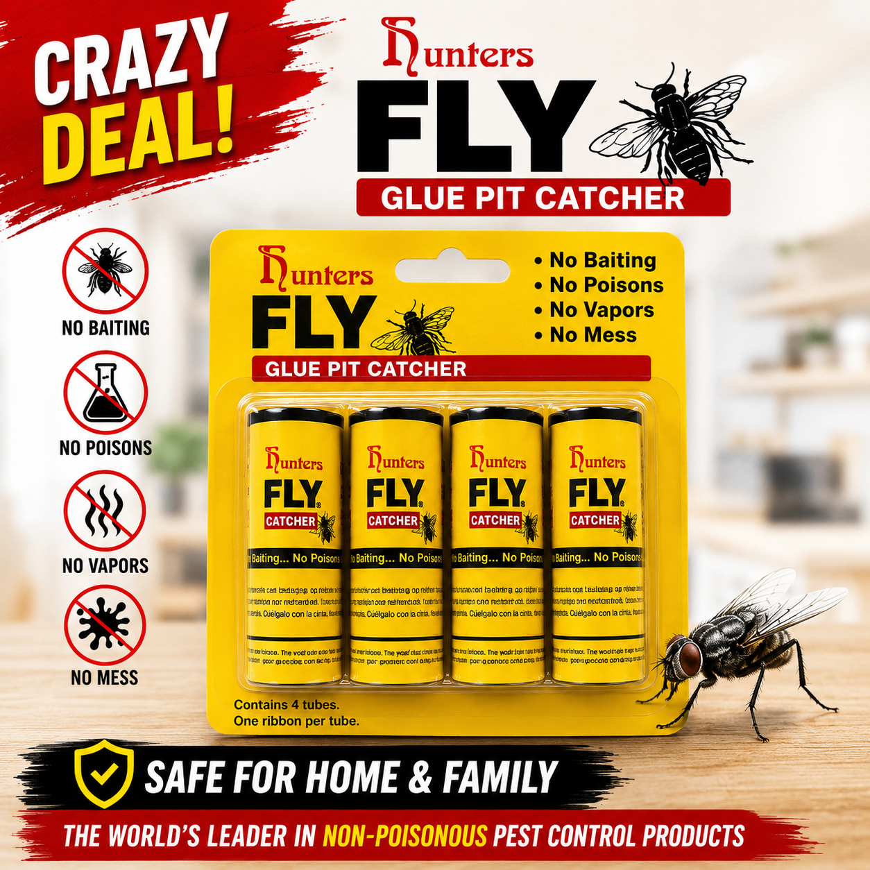 Hunters Fly Glue Trap 4 Pack | Non Toxic Fly Catcher - photo 3