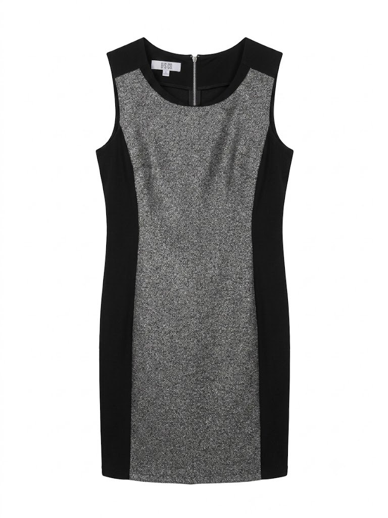 9 & Co. Black and Gray Tweed Panel Sleeveless Sheath Dress 8