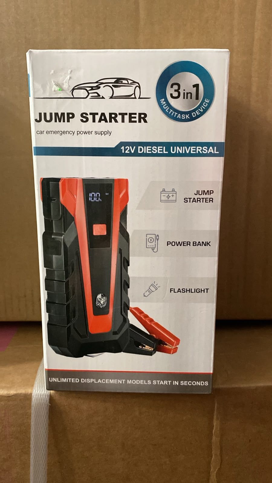 3-in-1 Jump Starter, Power Bank & Flashlight
