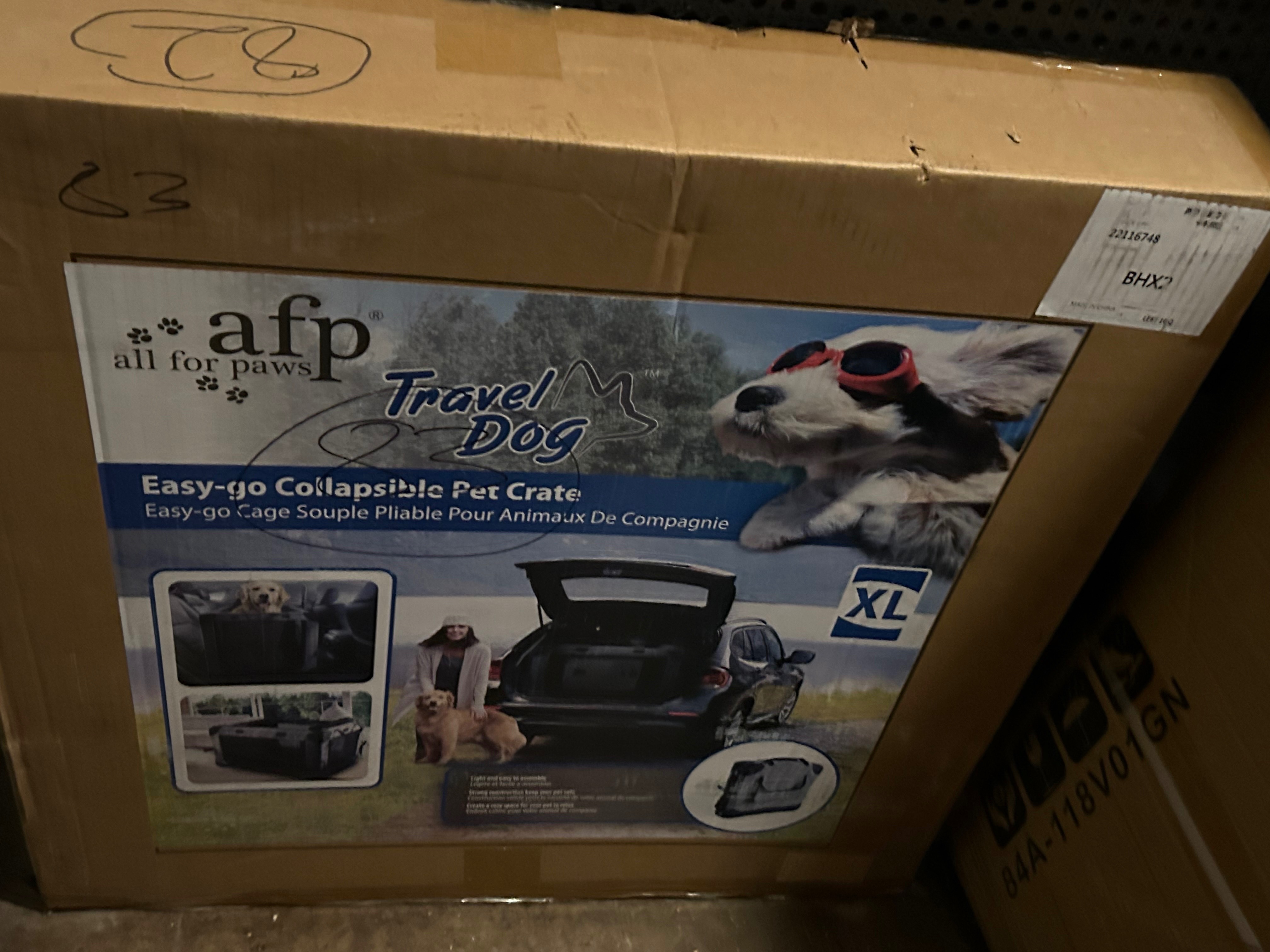 Collapsible/Folding Pet Travel Crate, Black and Grey