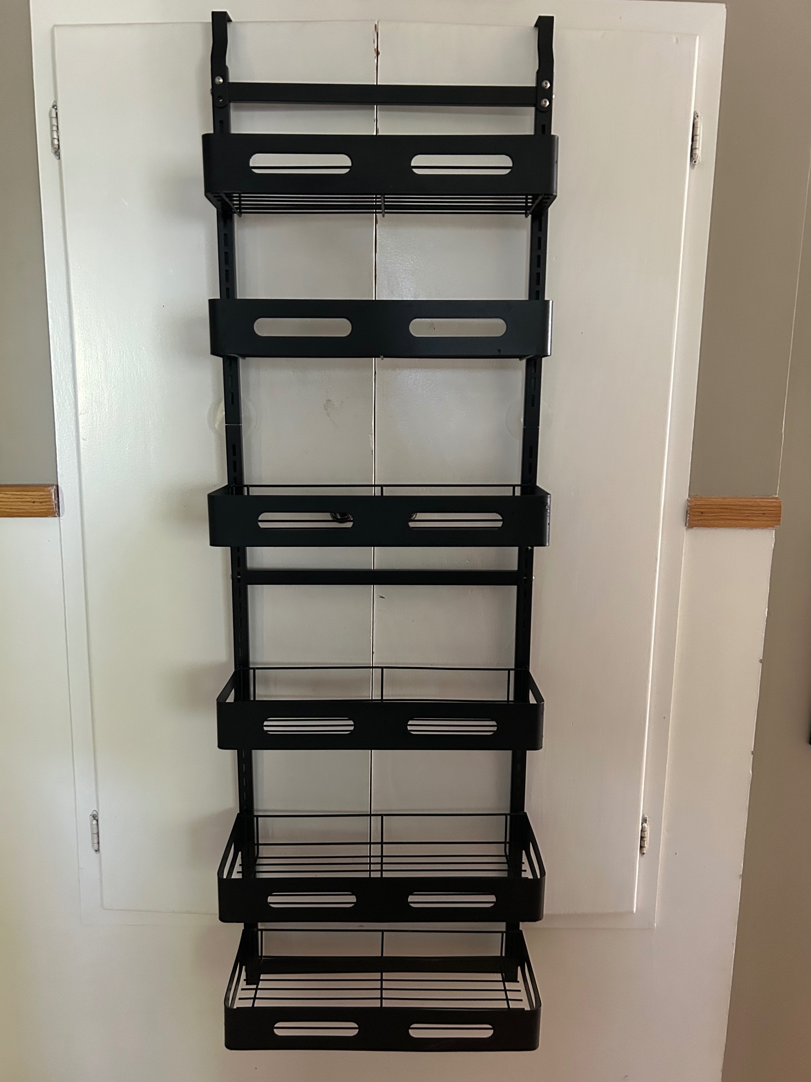 Over The Door Black Metal Pantry Organizer with 6 Baskets