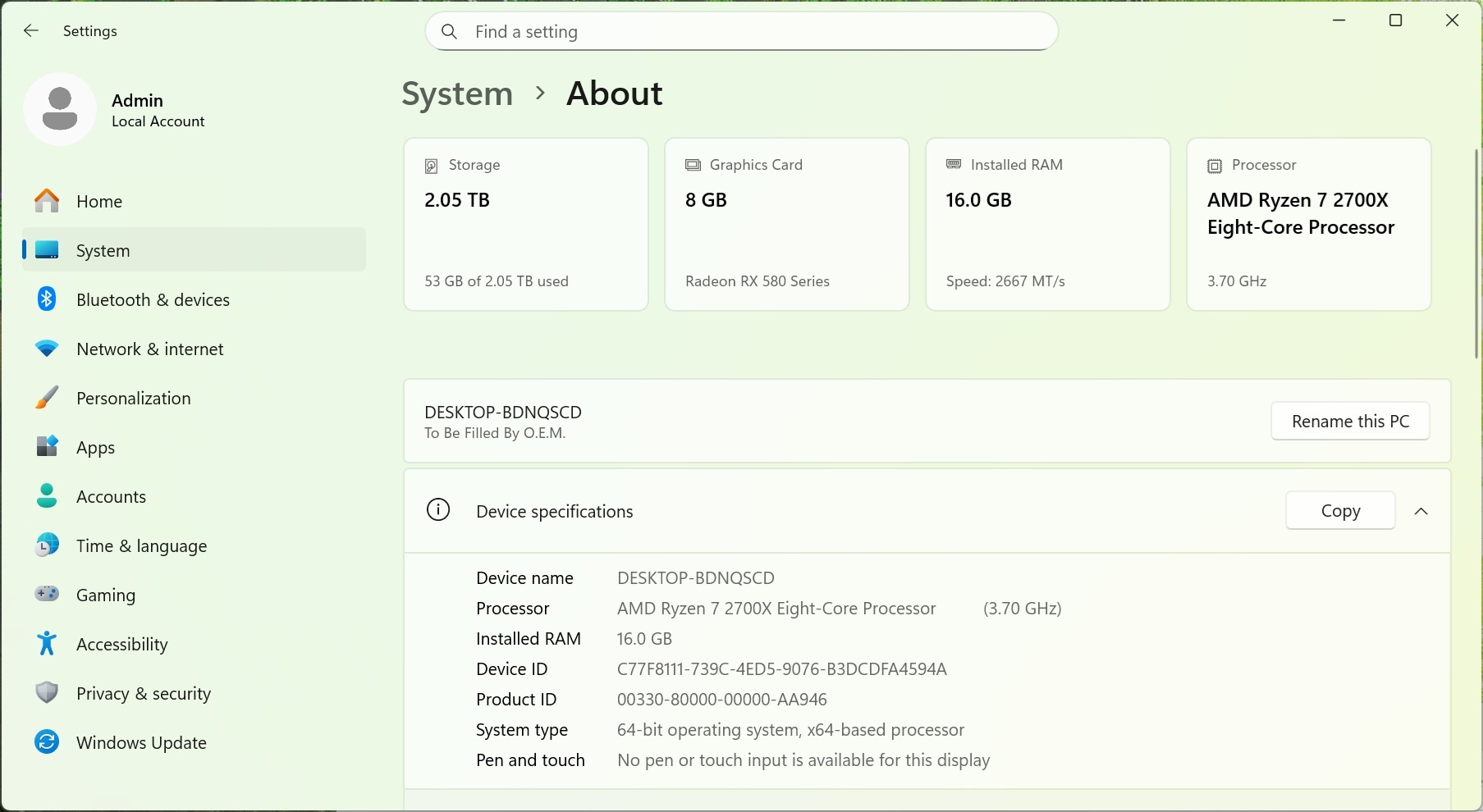 Cutomer AMD Gaming PC