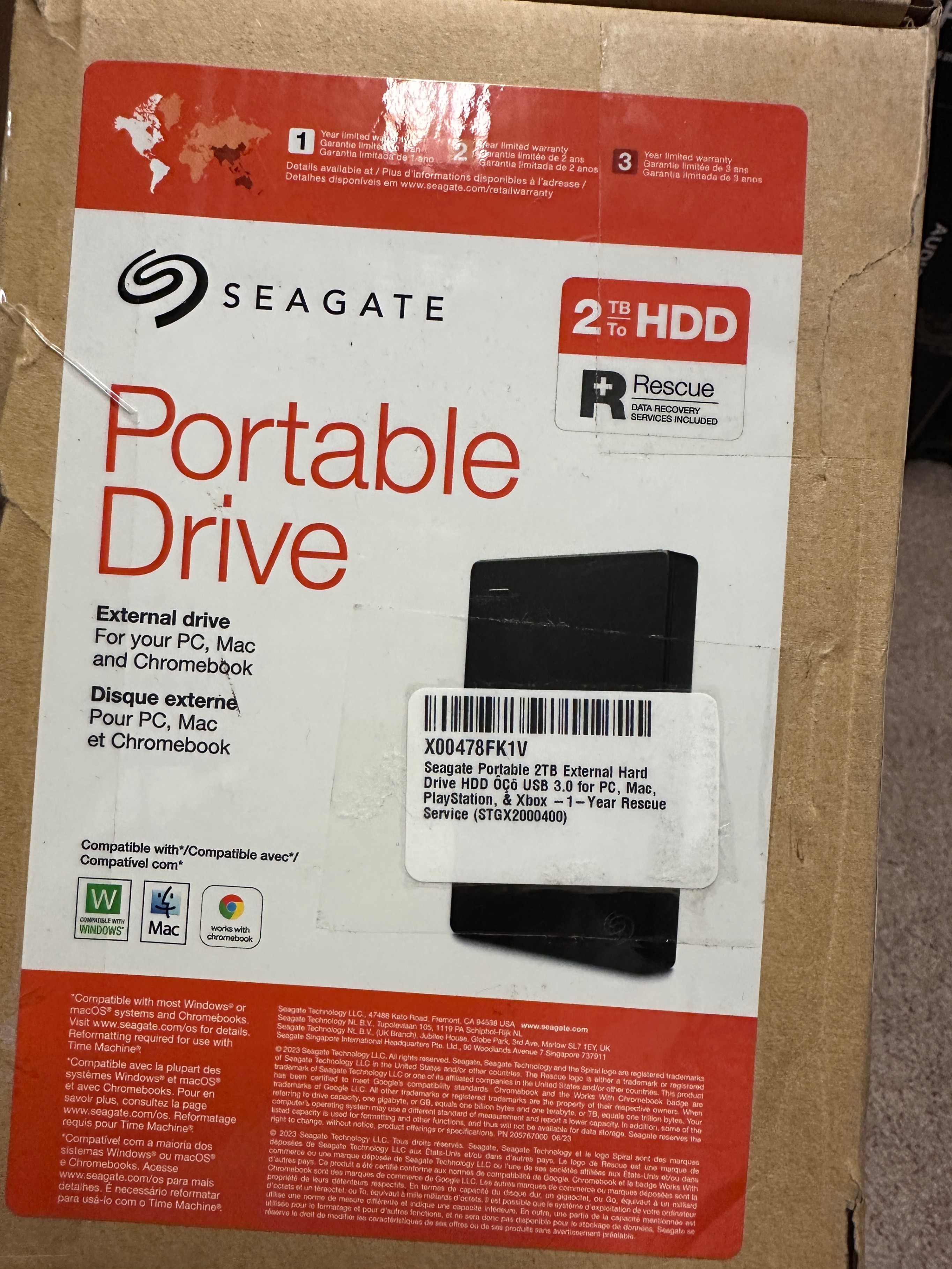 Seagate Portable 2TB External Drive for PC/MAC/Playstation/Xbox