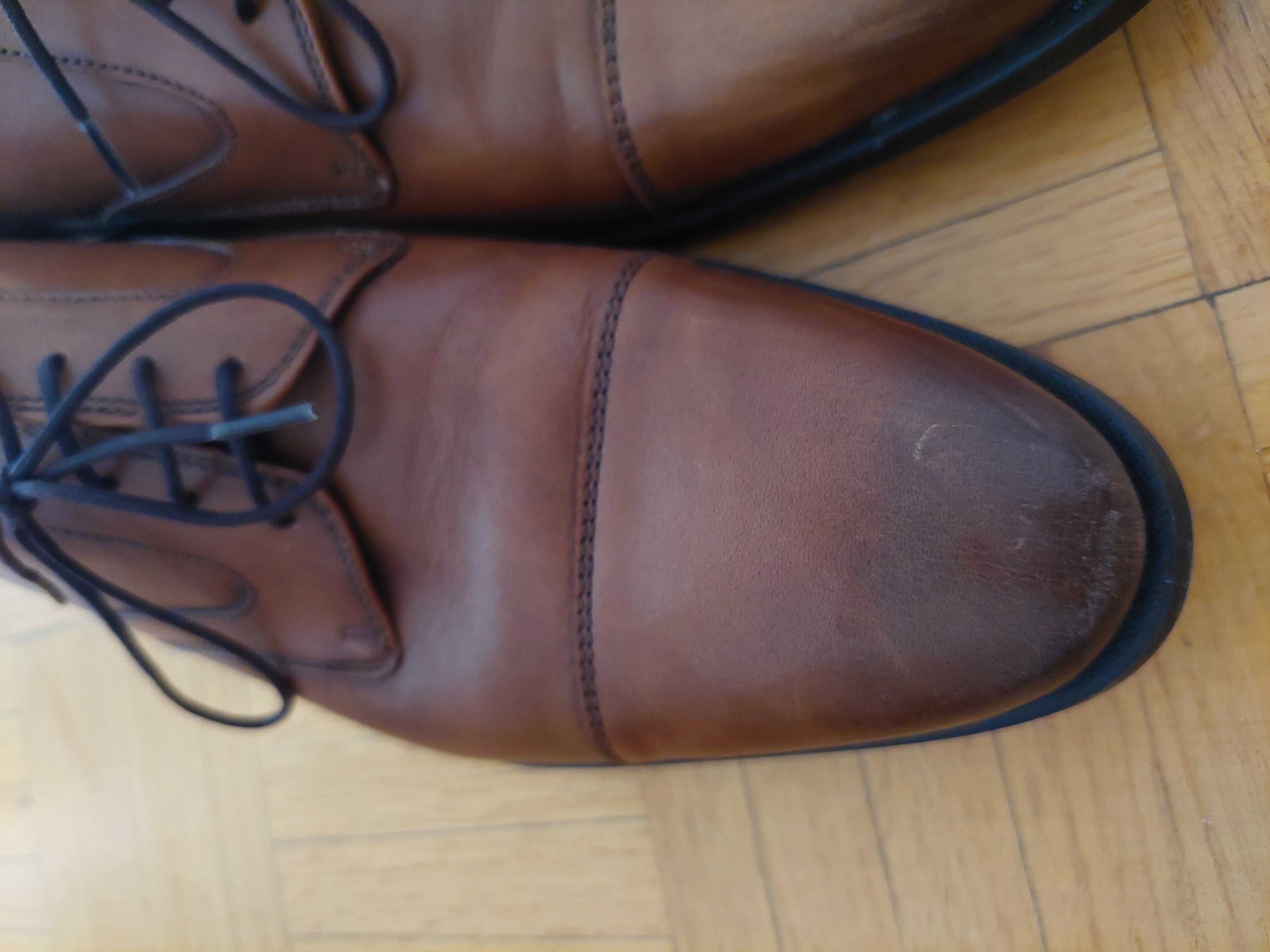 Men's Brown Leather Oxford Zara Man Cap Toe Lace-Up Dress Shoes - photo 5