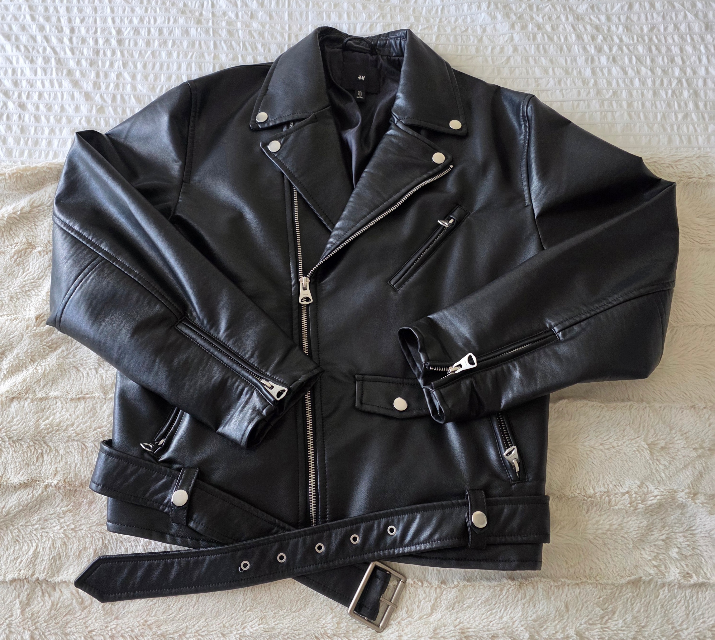 Men's H&M Polyurethane/Leather Look Biker Jacket-BRAND NEW