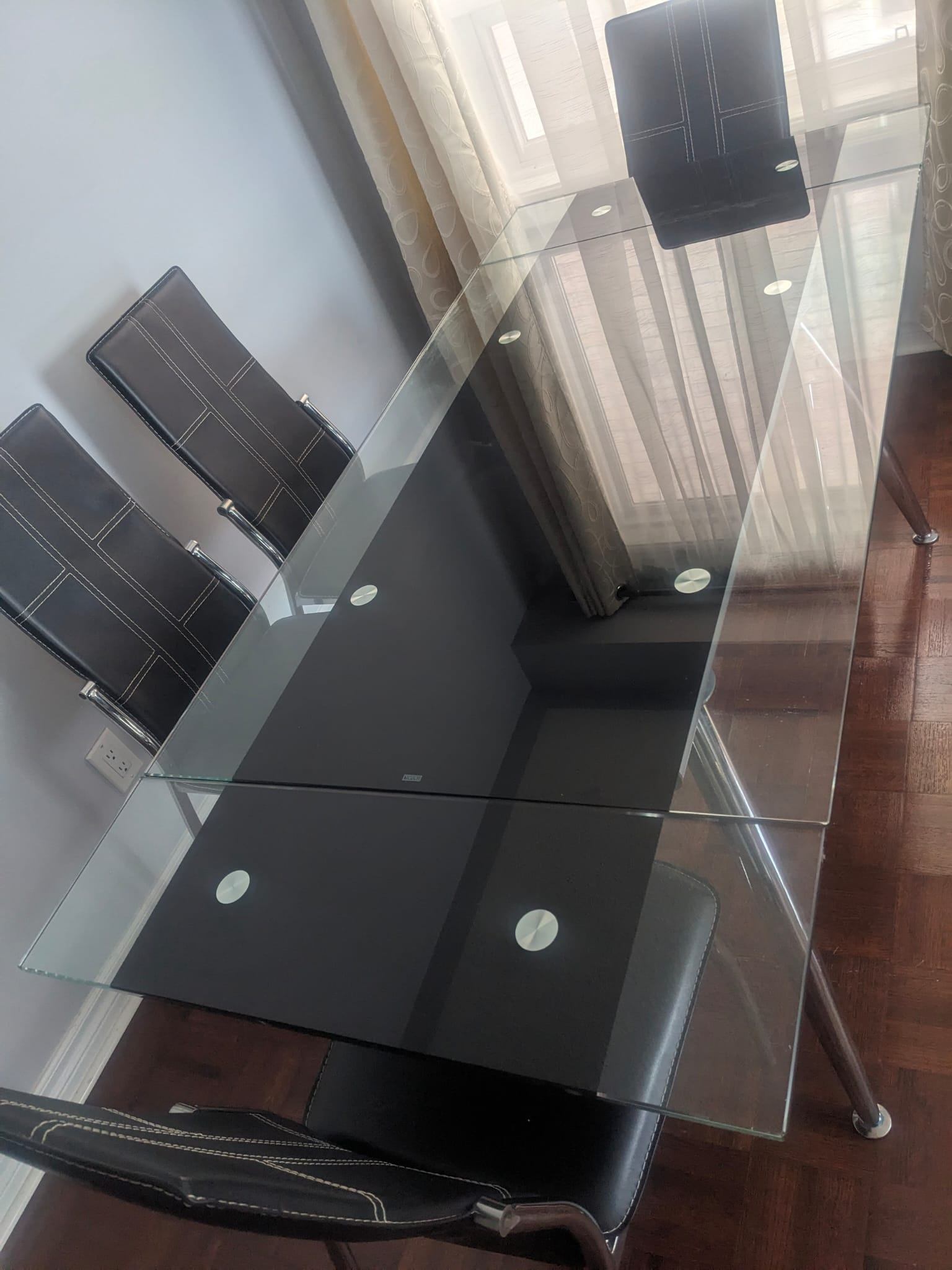 Tempered glass dining table with six chairs - photo 4