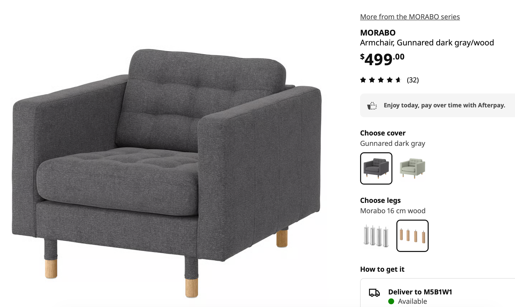 Dark Gray IKEA MORABO armchair - photo 2