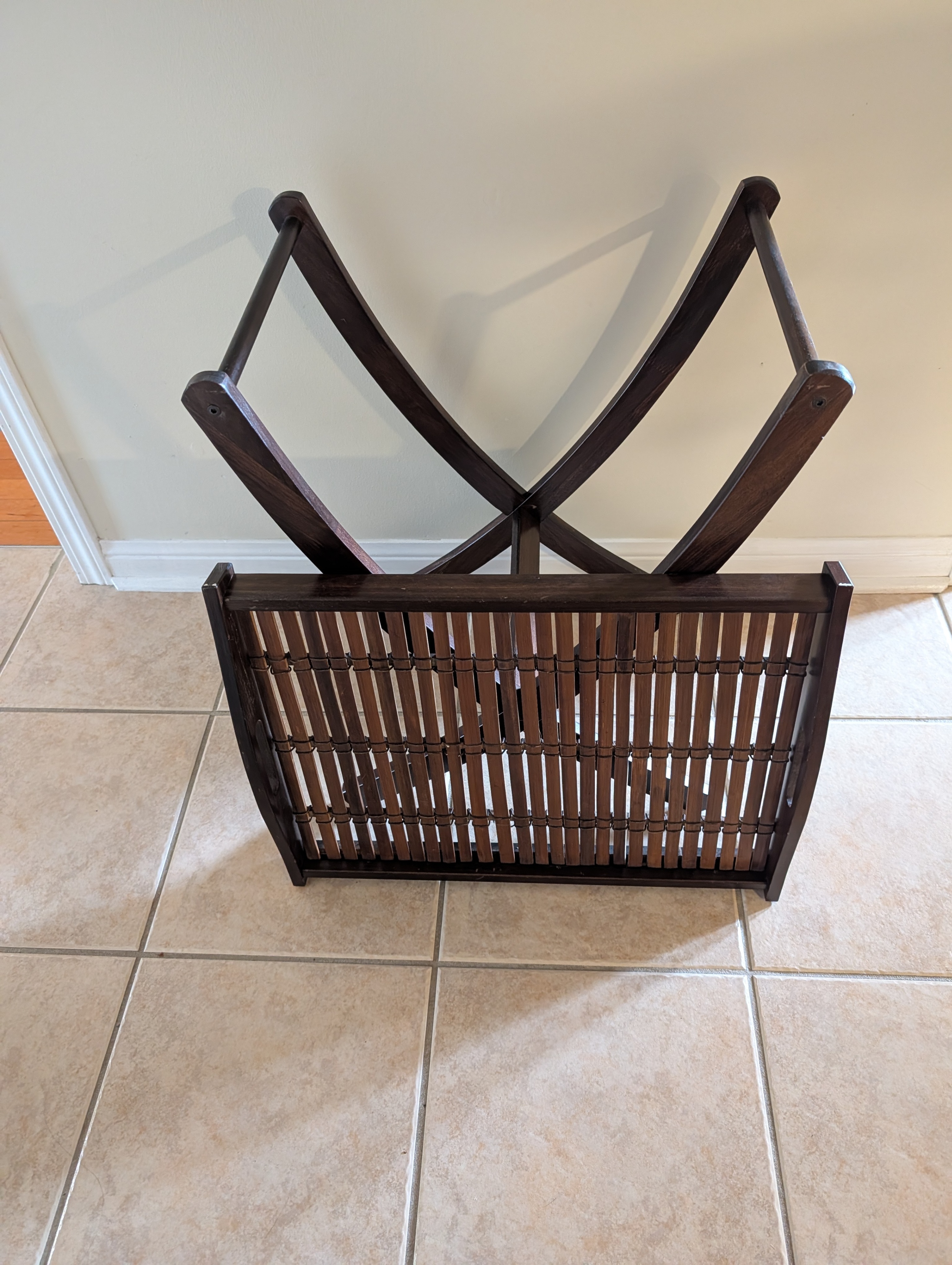Wooden Folding Slatted Side Table - photo 4