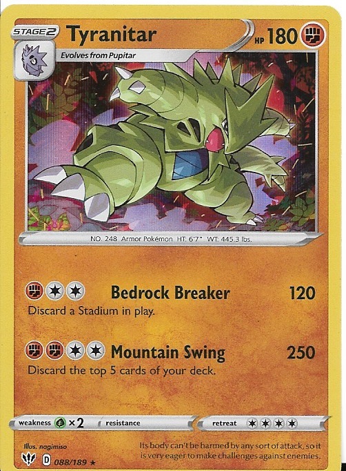 Pokemon Tyranitar 088/189 Darkness Ablaze Holo HP