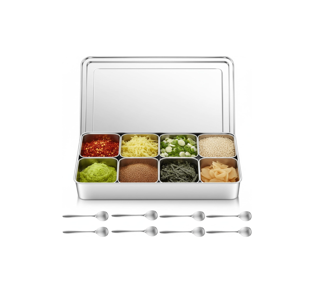 New Stainless Steel Masala Box Set - Kitchen Spice Organizer