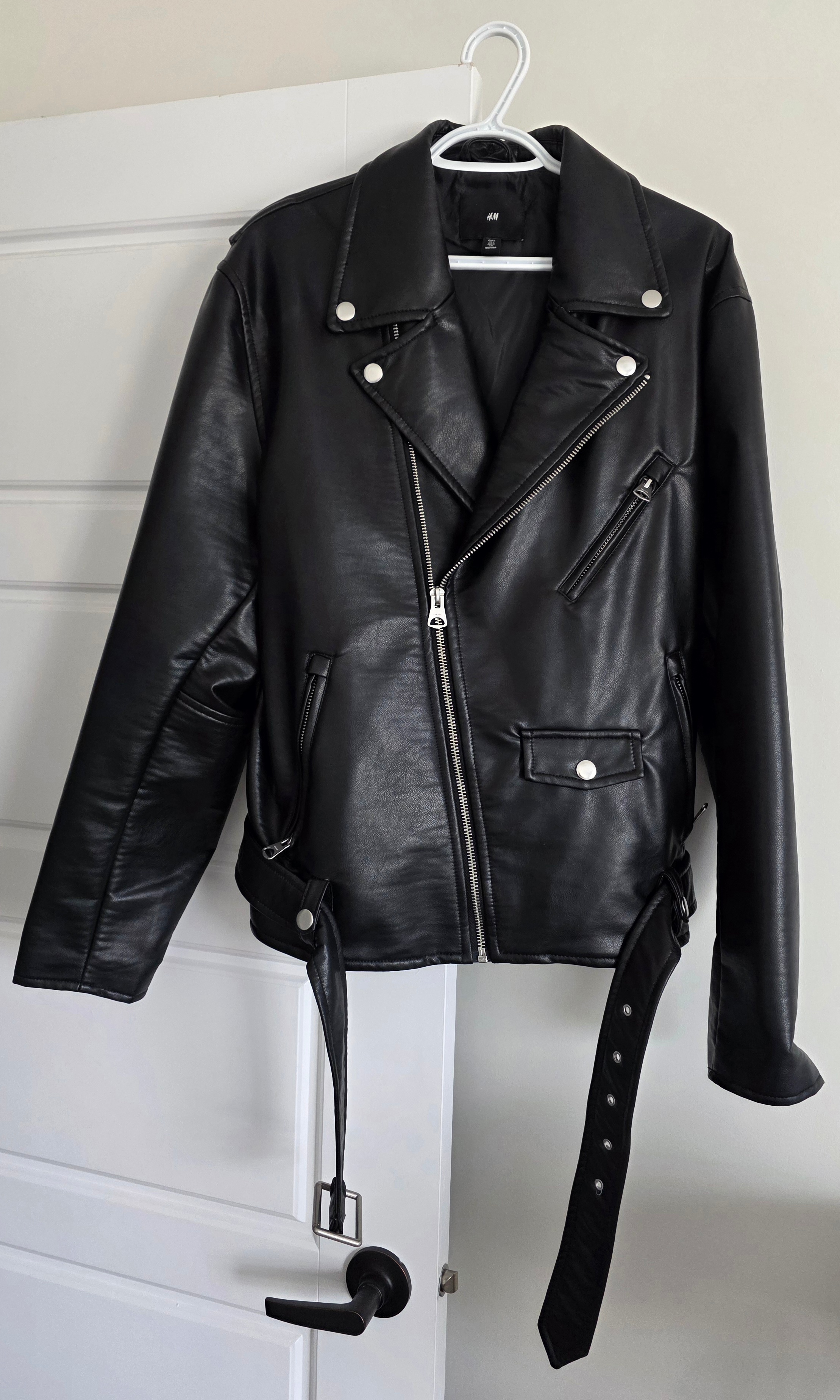 Men's H&M Polyurethane/Leather Look Biker Jacket-BRAND NEW - photo 4