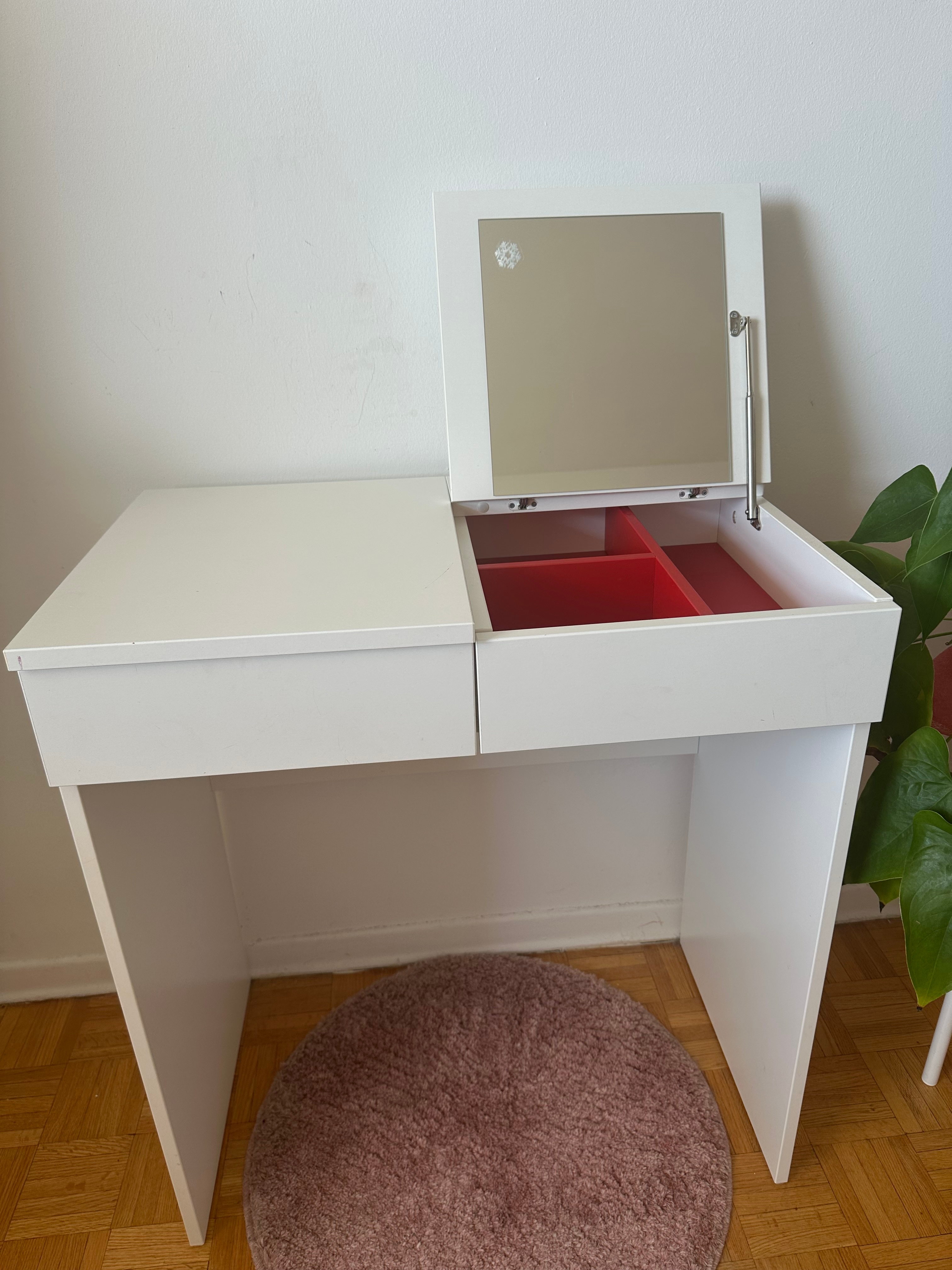 White Makeup Vanity Desk with Flip-Up Mirror - photo 3