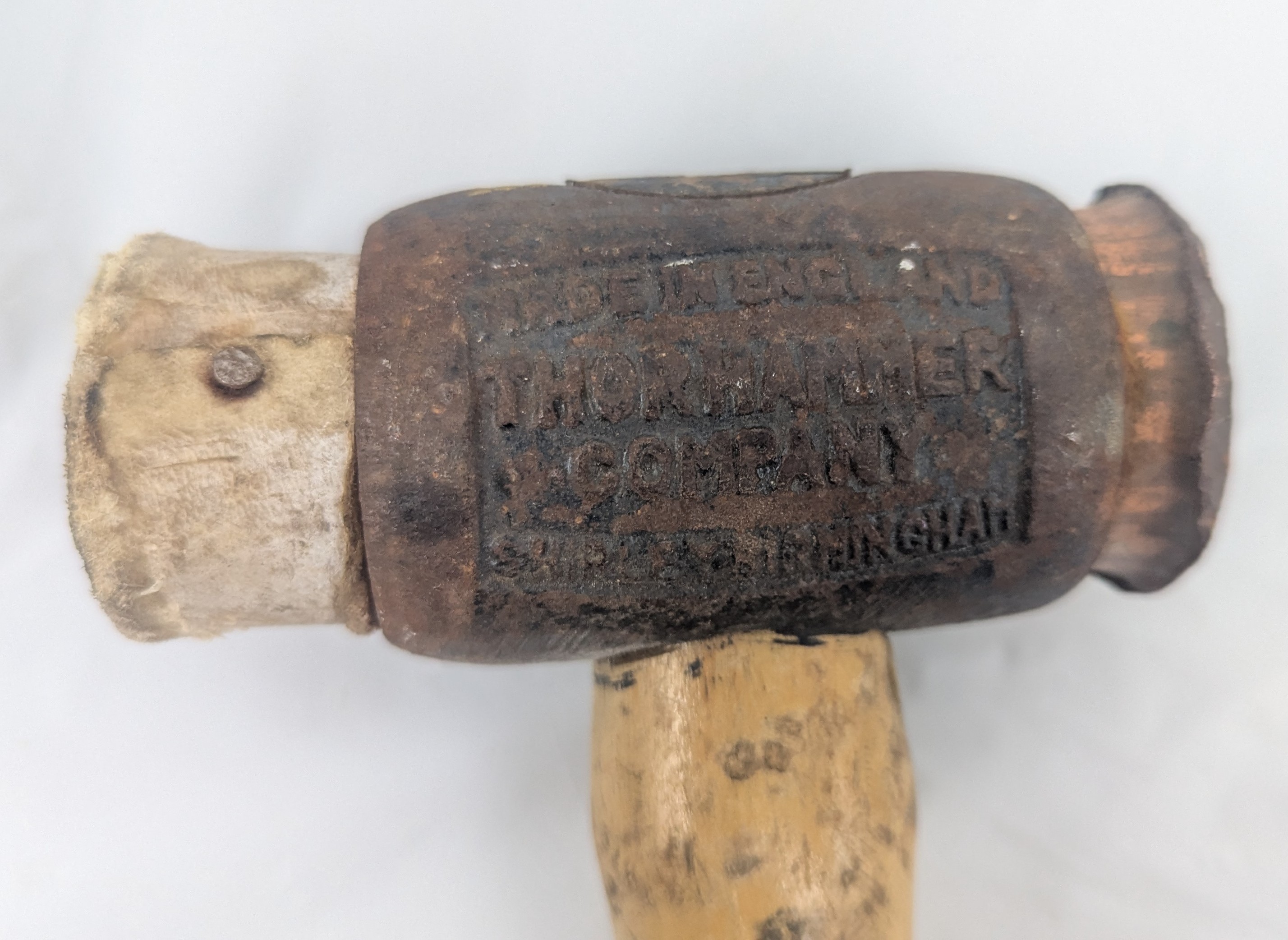 Vintage Antique THOR Hammer Company Copper & Rawhide Wood Handle - photo 2