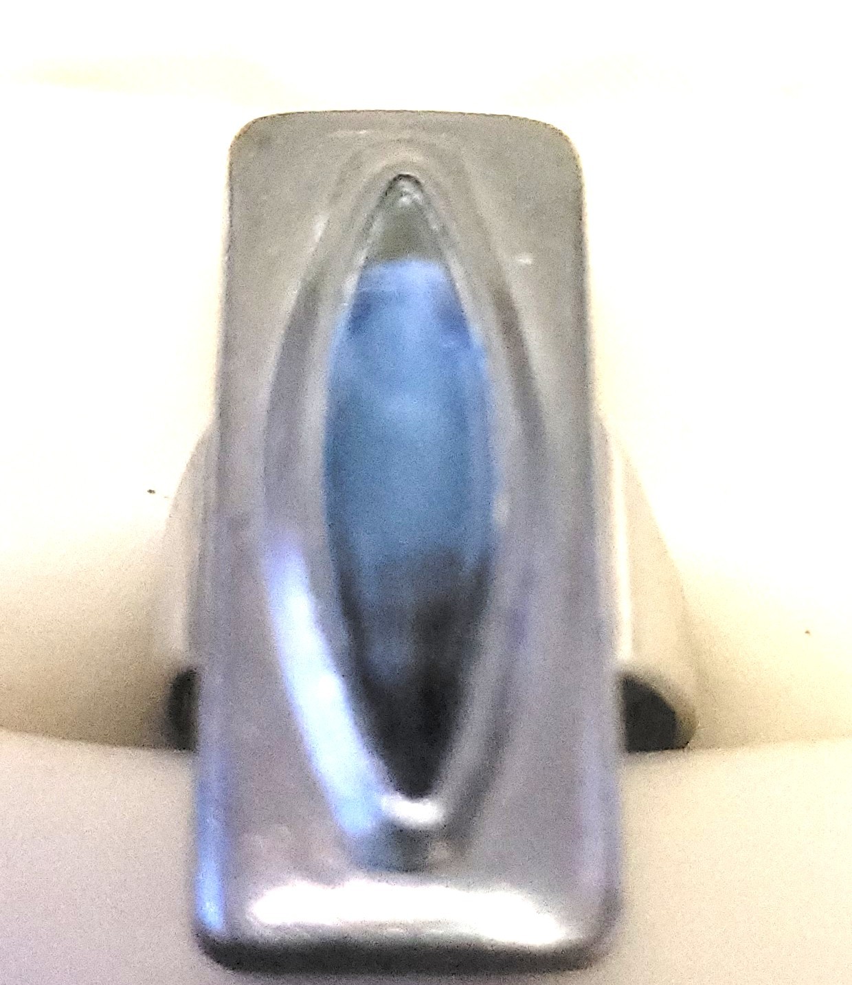 1960s Jørgen Jensen Denmark Pewter Ring #230 Blue Glass