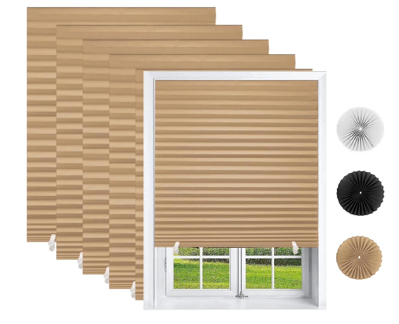 NEVER USED Pleated Paper Blind Adhesive Paper Shades - photo 4