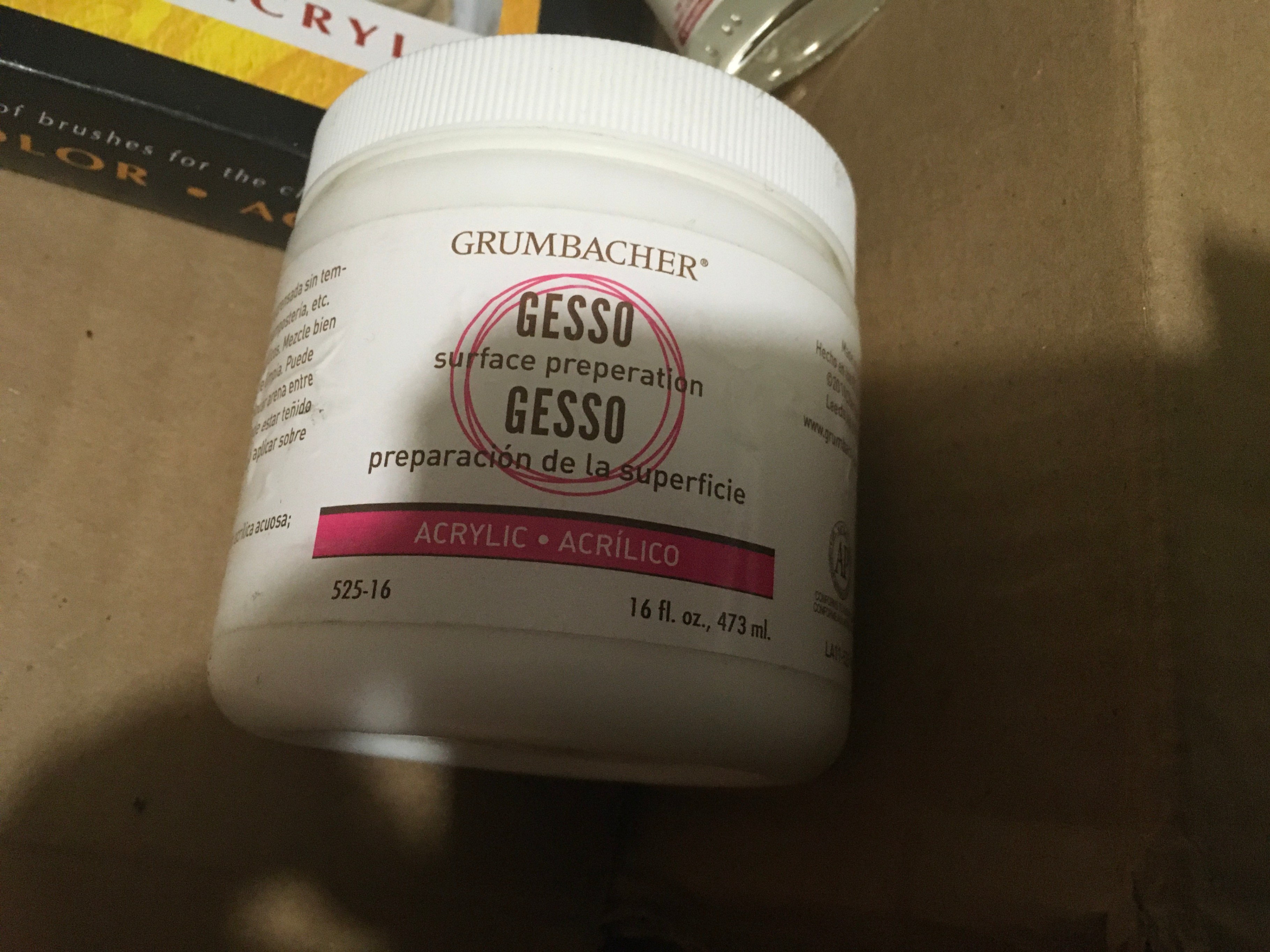 Grumbacher Gesso Surface Preparation Acrylic Paint 16 oz
