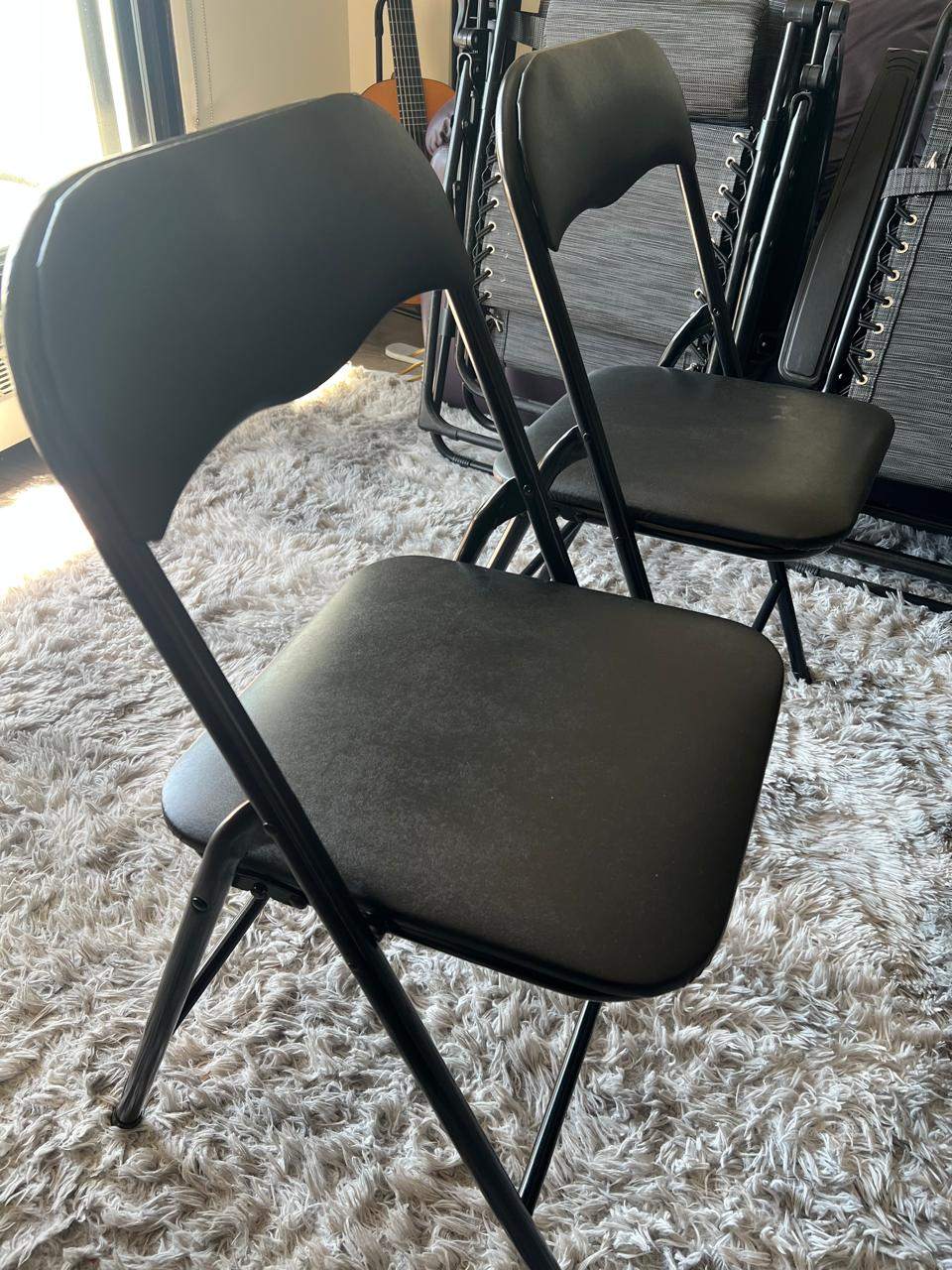 Black Folding Chairs (Set of 2) - photo 2