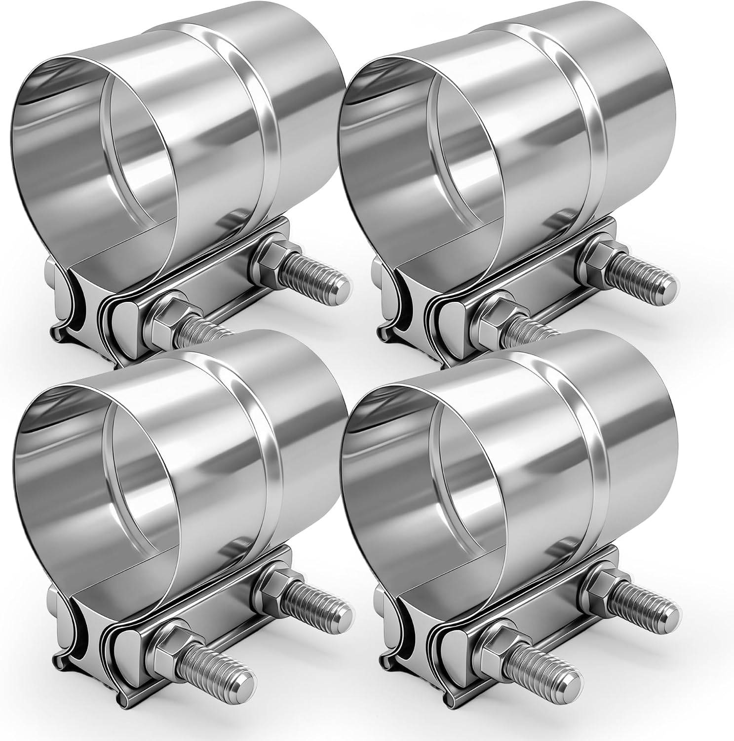 2.5" Exhaust Clamps Stainless Steel Lap Joint 4PC