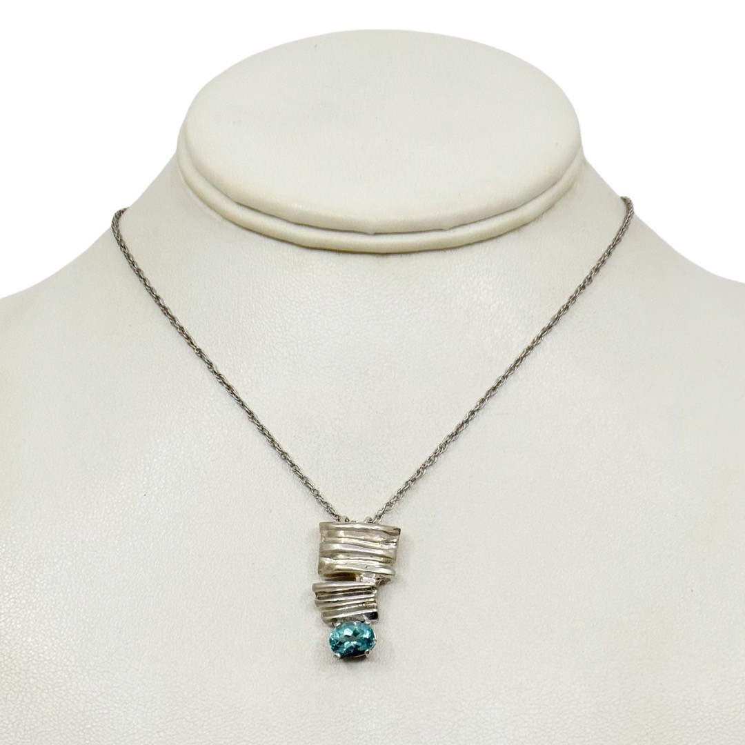 Modernist 925 sterling silver blue topaz pendant - photo 4