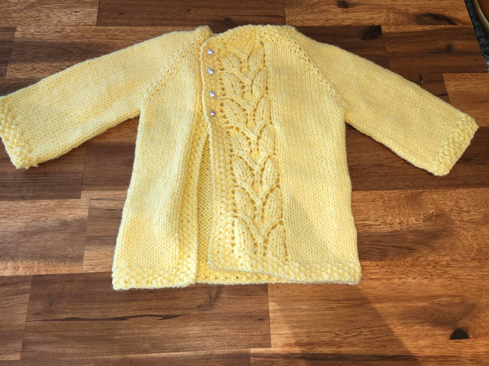 Adorable Vintage Hand-knit Yellow Sweater for Newborn