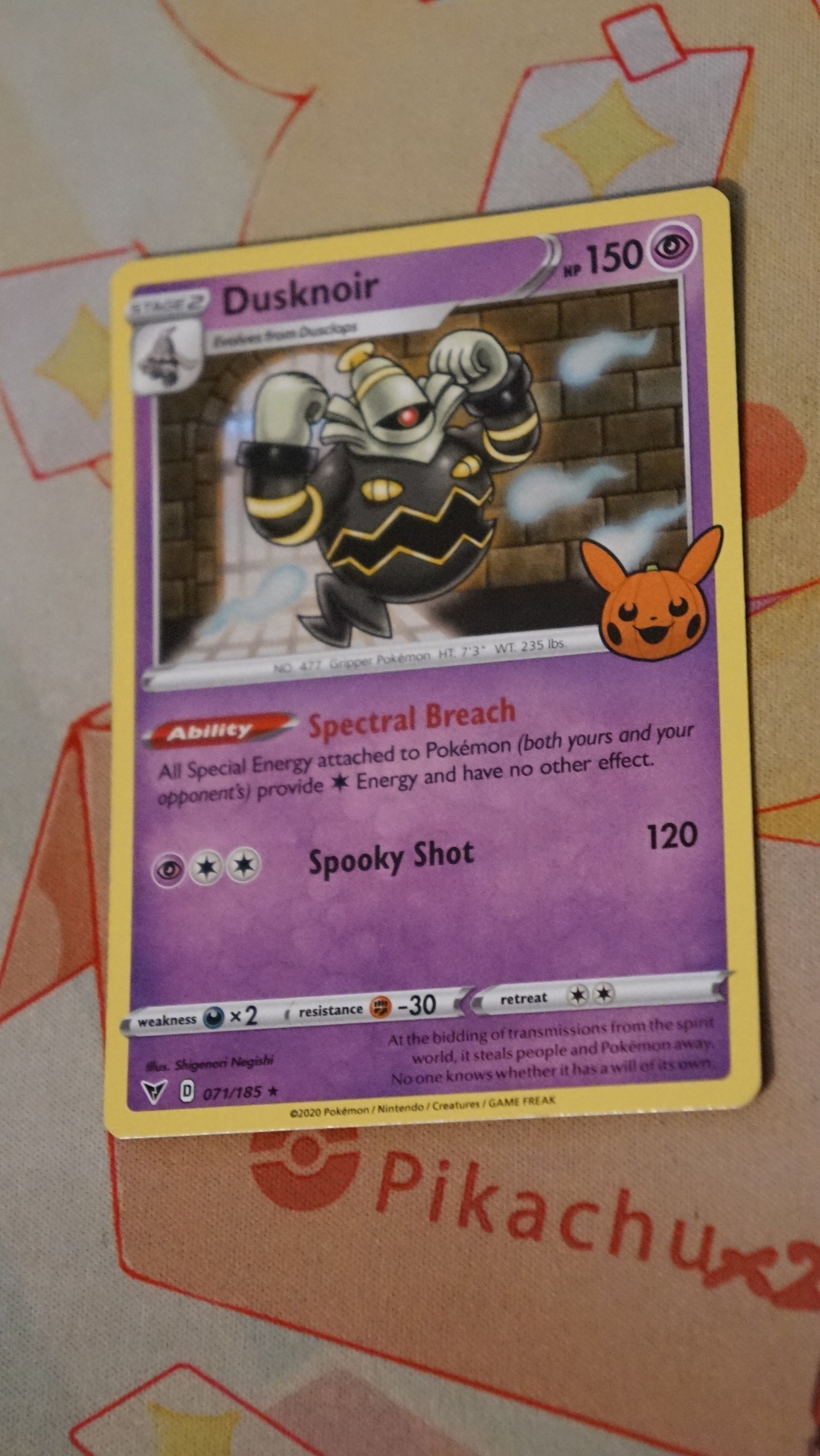 Pokemon Dusknoir 071/185 Trick or Trade Halloween Stamp Holo HP - photo 3