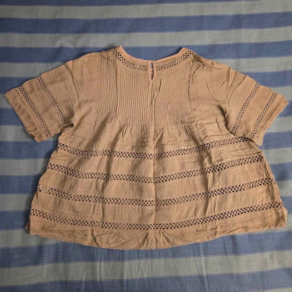 ARITZIA WILFRED BEAUDRY BOHO TOP/BLOUSE DUSTY PINK BEIGE MEDIUM - photo 5