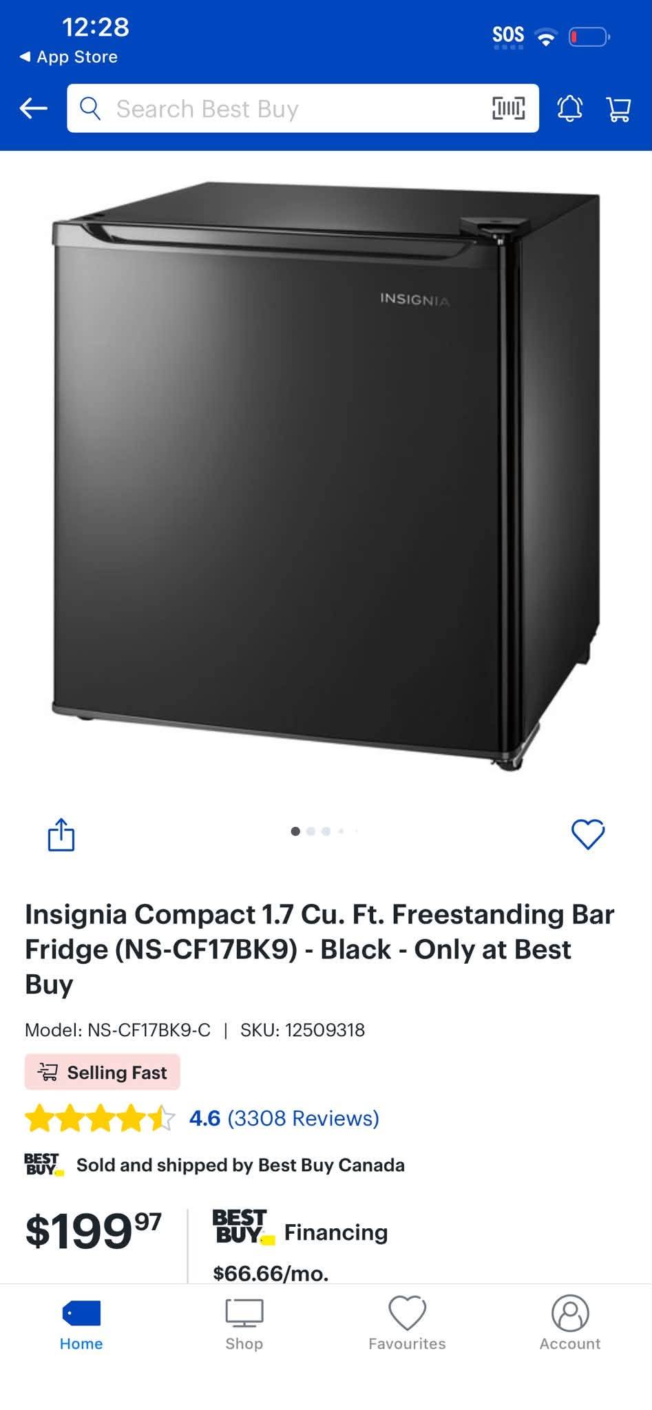 Insignia Compact 1.7 Cu. Ft. Freestanding Bar Fridge