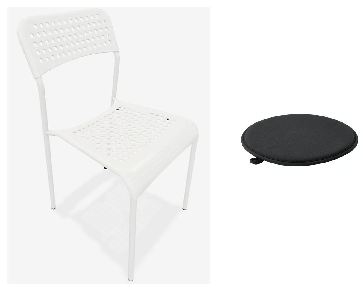 (IKEA SANDSBERG Chair + IKEA ÄNGSFRÄKEN Chair pad (black)) x 2
