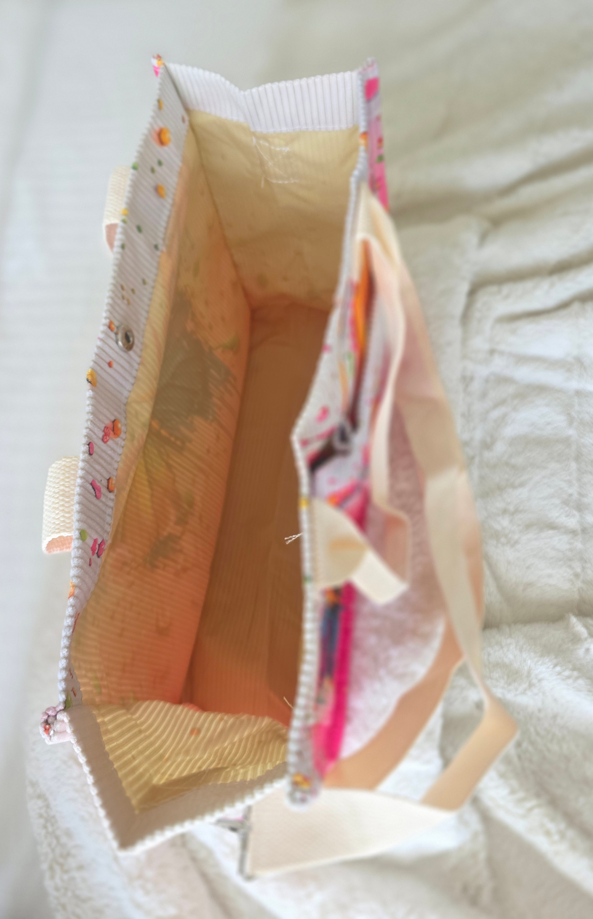 Ladies Medium-Colorful Ink-Spatter Butterfly-Corduroy Tote Bag - photo 5
