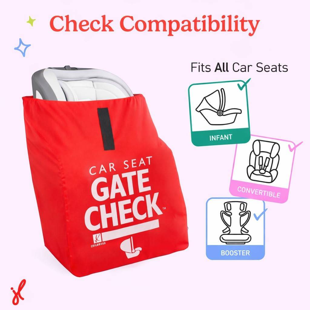J. L. Childress Gate Check Air Travel Bag for Car Seats, Red - photo 3