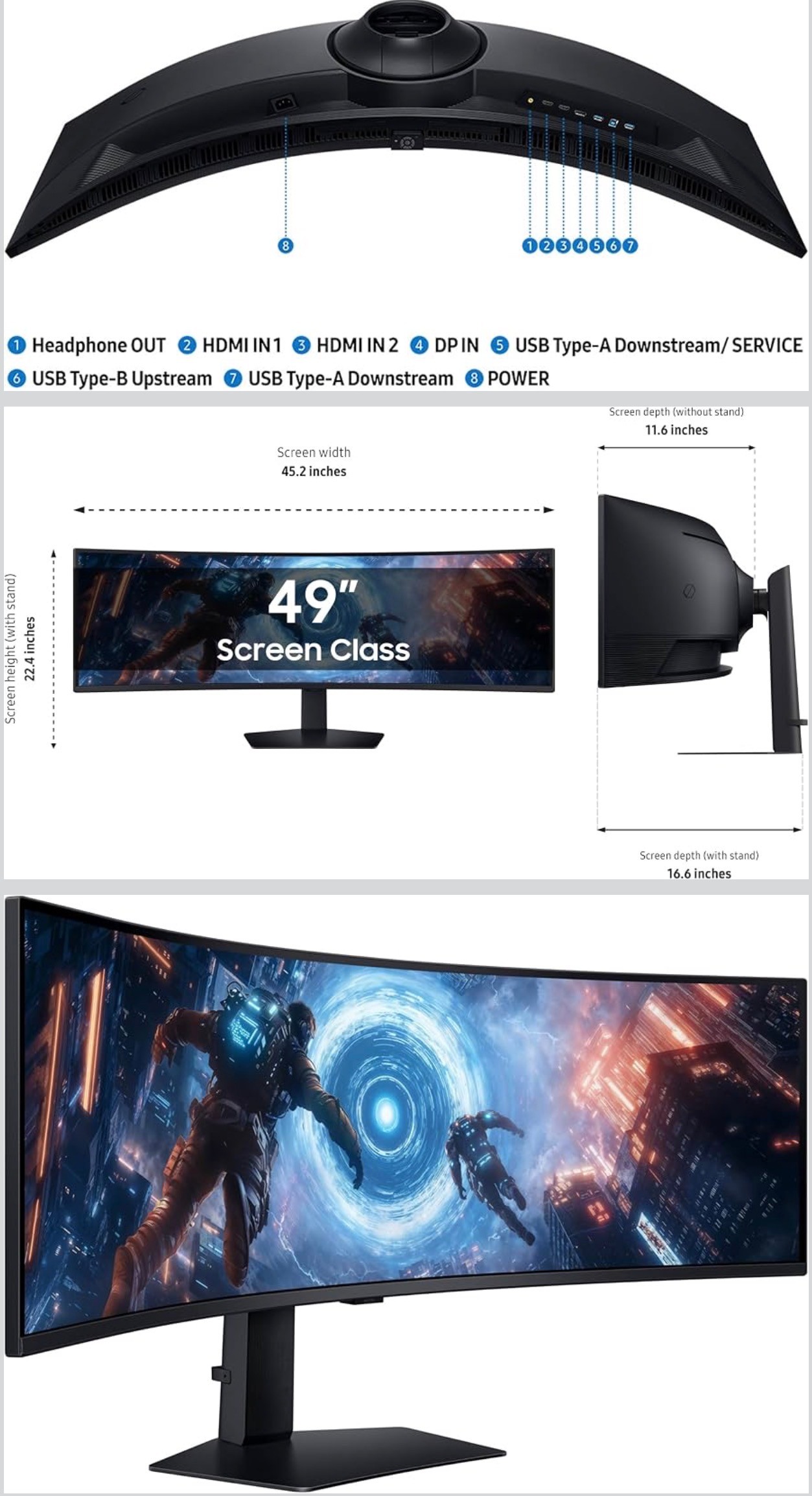 SAMSUNG 49" Odyssey G9 DQHD VA Gaming Monitor 144Hz-1ms HDR600
