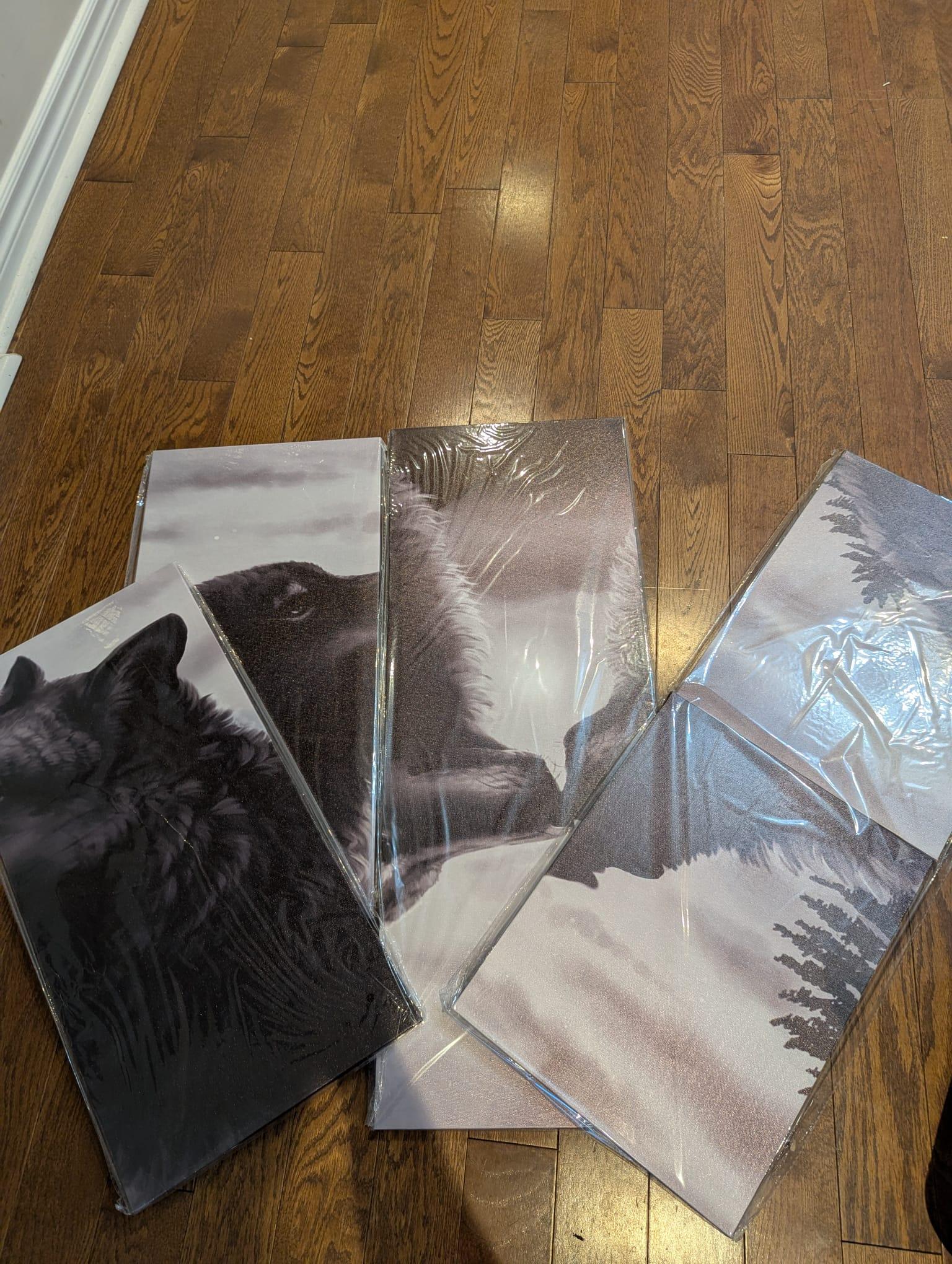 5-Piece Wolf & Bear Canvas Wall Art – Modern Home Décor - photo 2