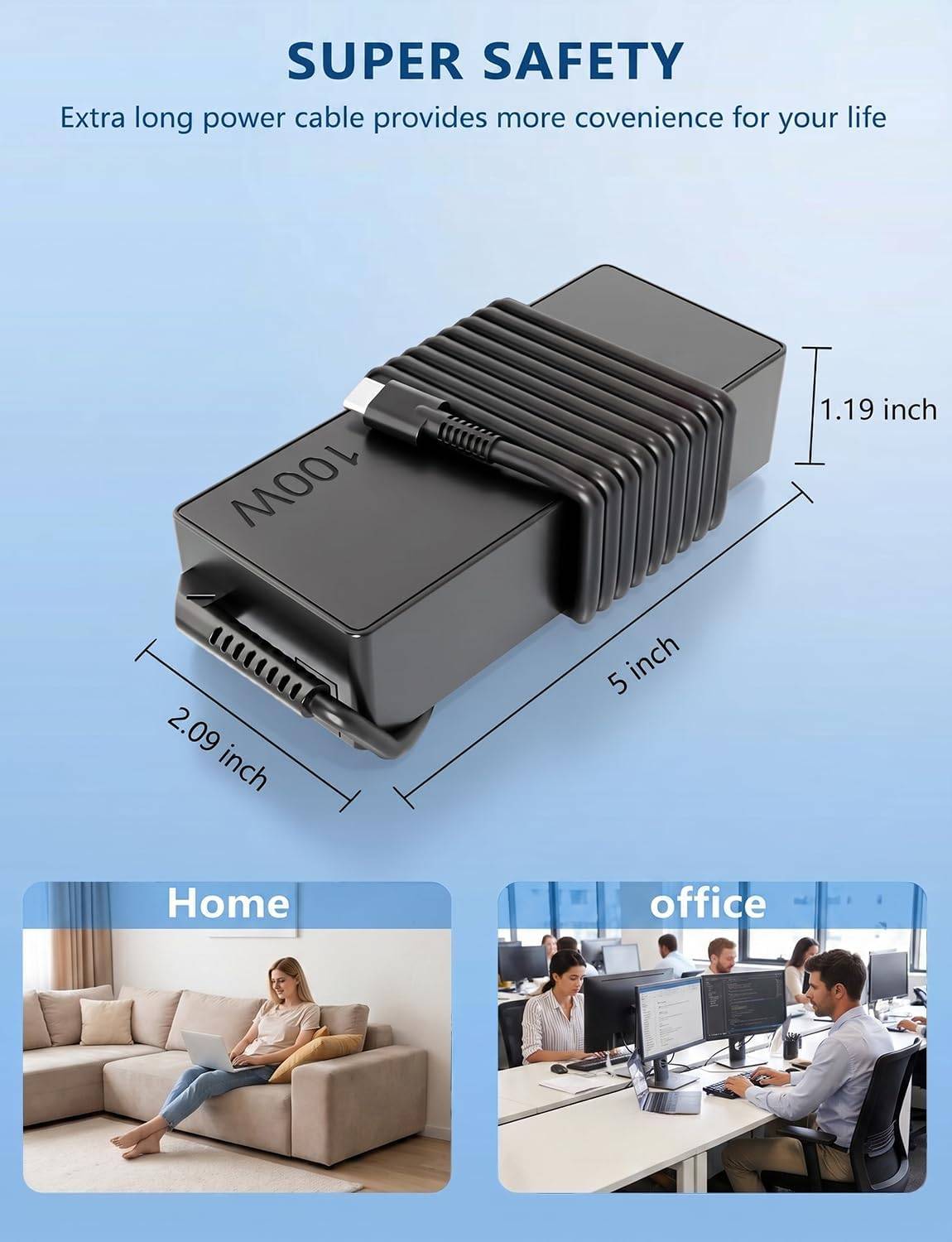 100W USB-C Laptop Charger 20V 5A  PD New Sealed - photo 5