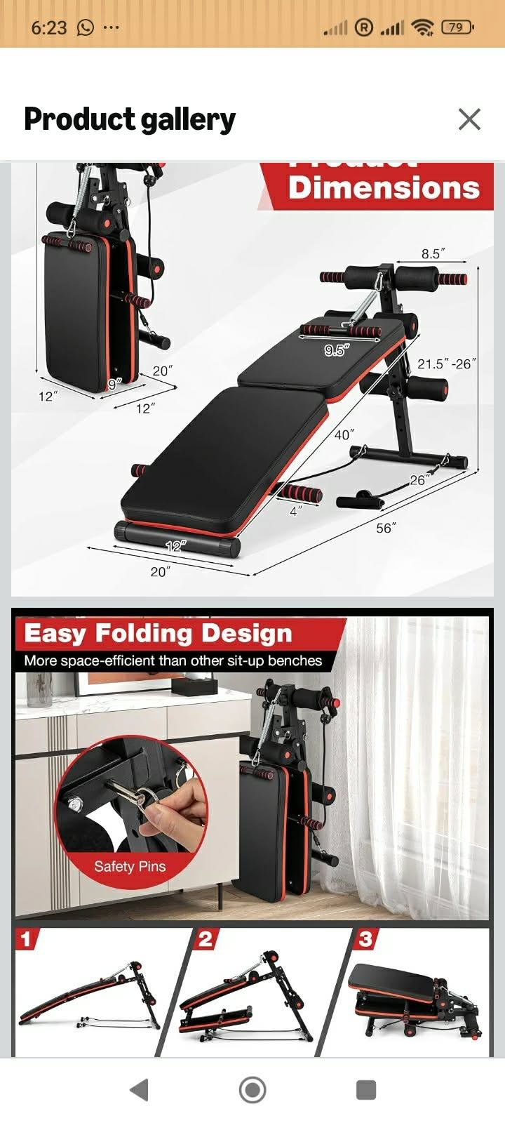 Adjustable Sit-Up Bench with Resistance Bands - photo 4