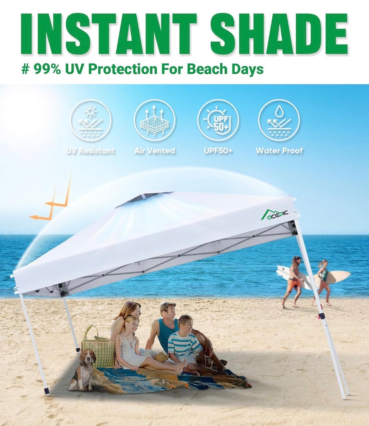 Pop Up Canopy Tent 10x10' Easy Setup Instant Portable Wheel Bag