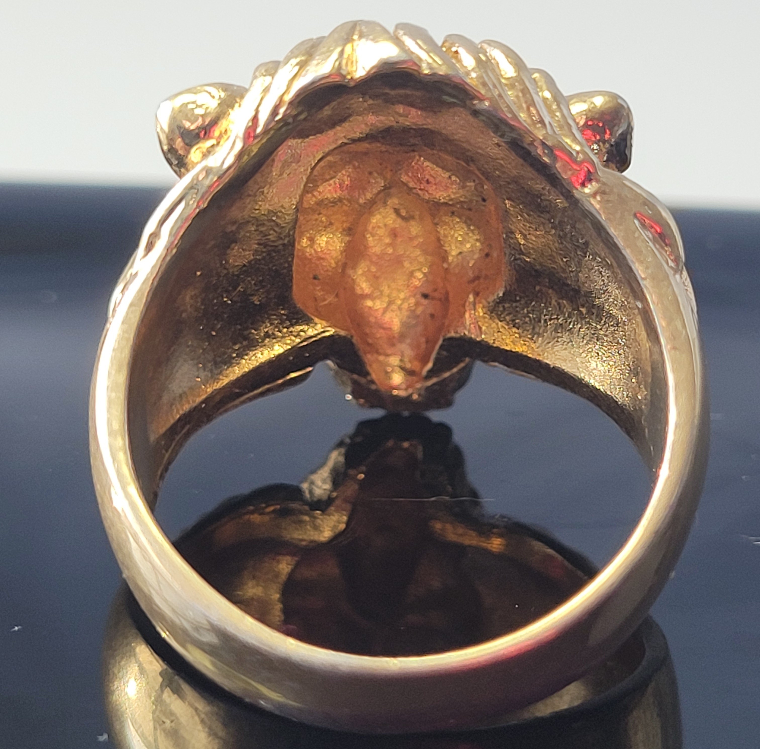 Vintage 1980s Gold Toned Lion Head Ring Size 8 Statement Leo - photo 5