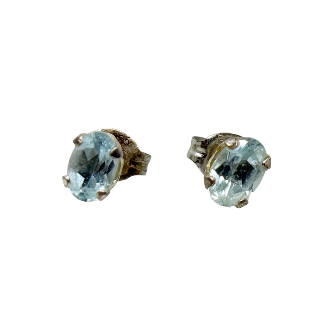 Sterling silver blue topaz stud earrings - GM1009 - photo 3