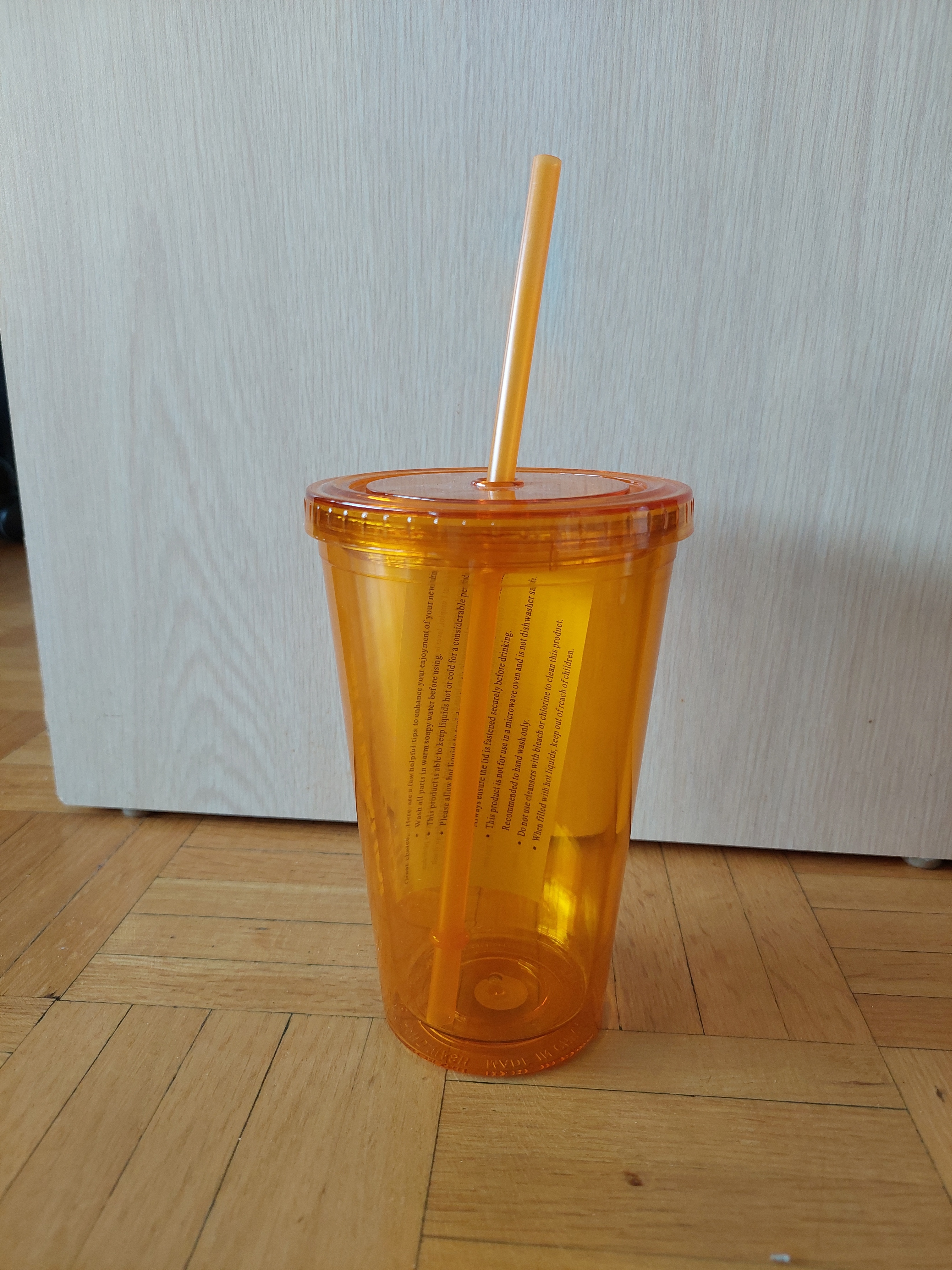 Orange Tangerine Cold Cup Tumbler with Straw Water Drinking - photo 2