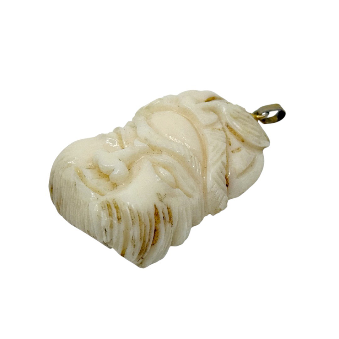 Vintage Chinese Angel Skin Coral Asian man pendant - GM1221 - photo 3