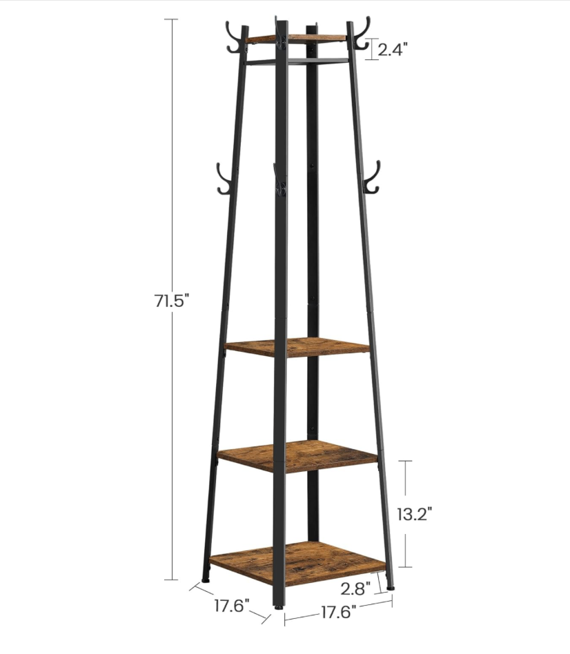 Industrial Metal & Wood Shoe & Coat Rack - New Corner Shelf - photo 2