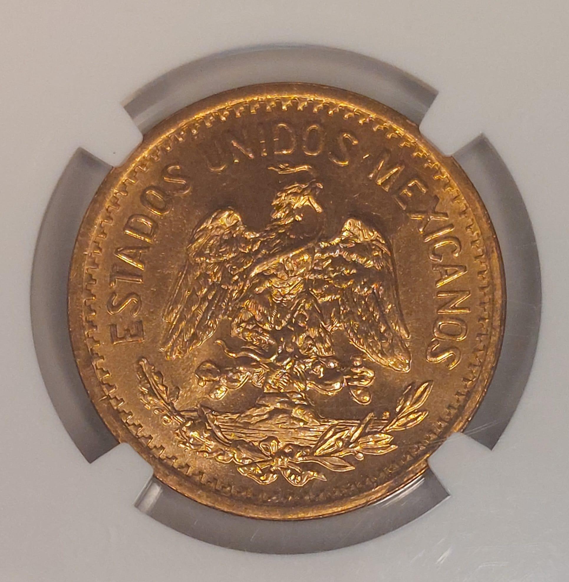 NGC Certified 1935 Mexico 10 Centavos Coin - Mint State 65 Red - photo 3