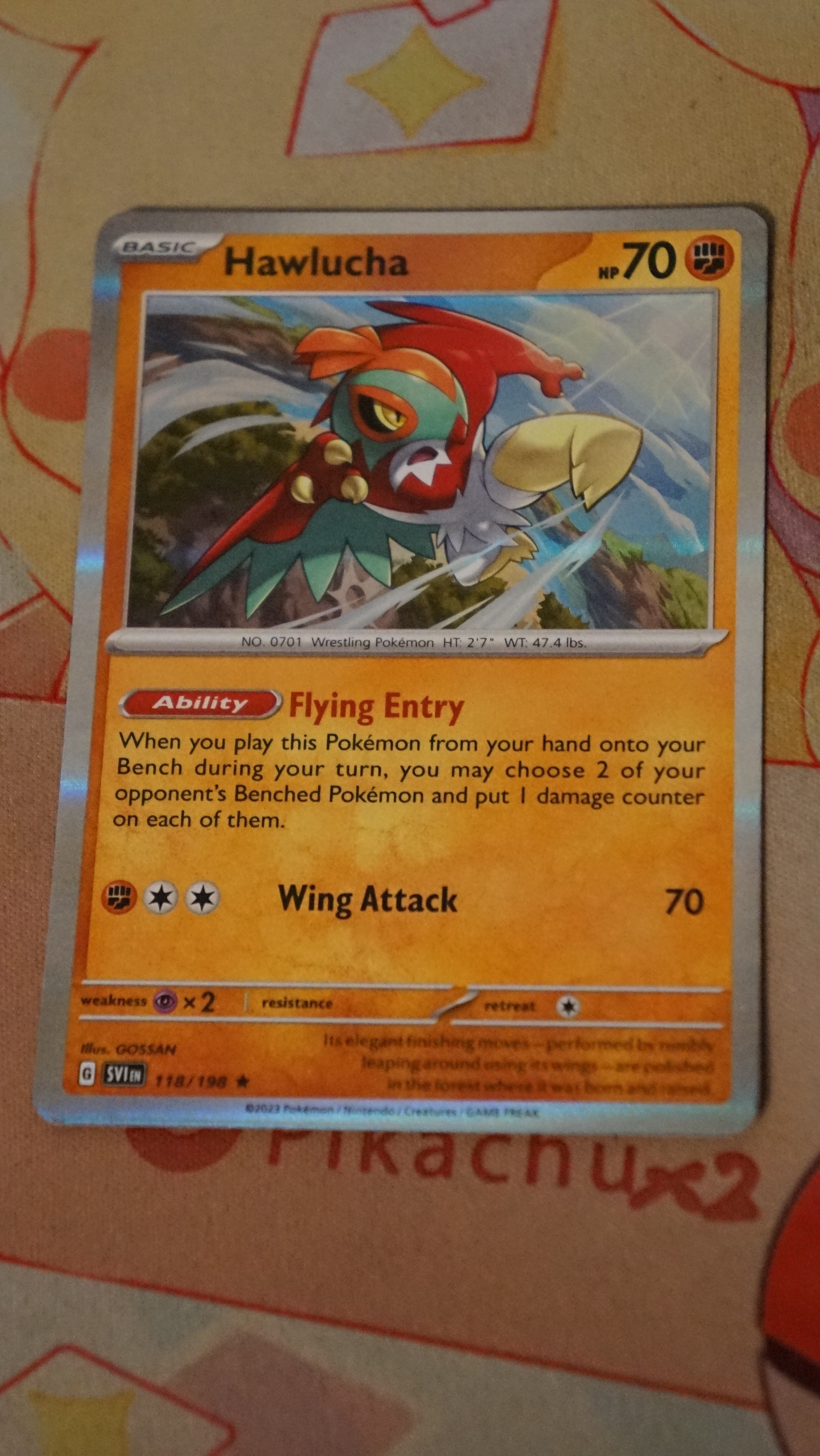 Pokemon Hawlucha 118/198 Scarlet & Violet Base Holo LP - photo 3