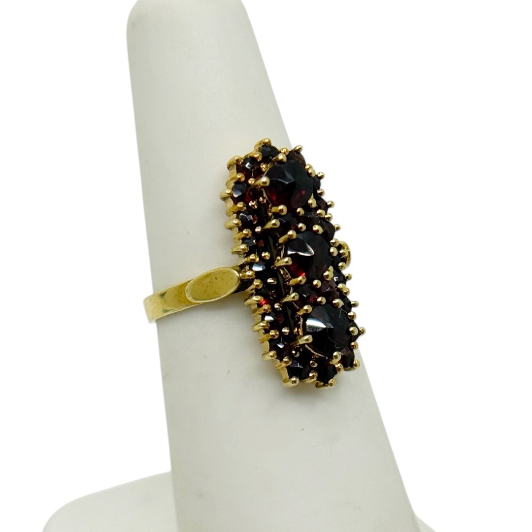 Vintage Gold over 900 silver bohemian rose cut garnet ring - photo 4