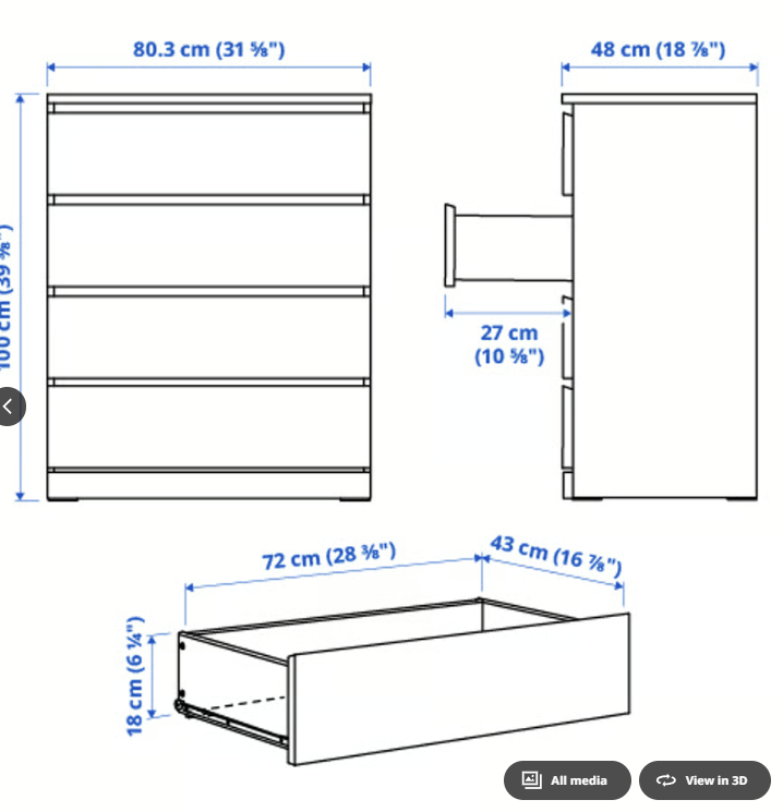 IKEA MALM 4-Drawer Chest, White - photo 2