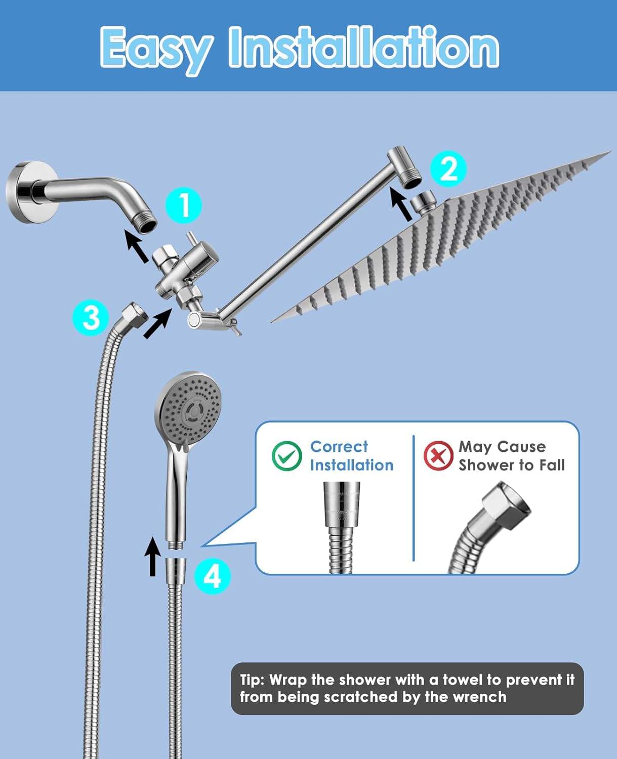 10-Inch Dual Shower Head with 5 Spray Modes - photo 5