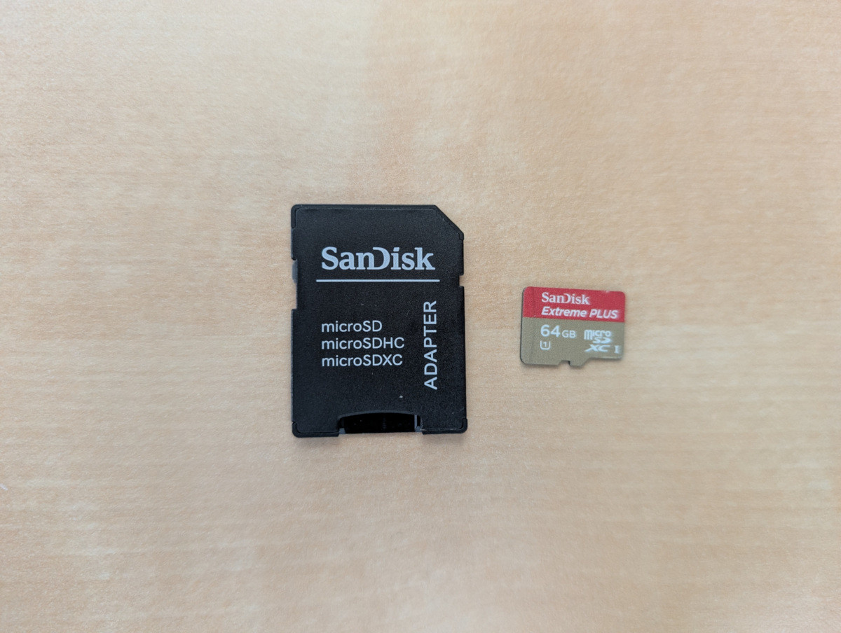 SanDisk Extreme Plus MicroSDXC 64GB card with adapter